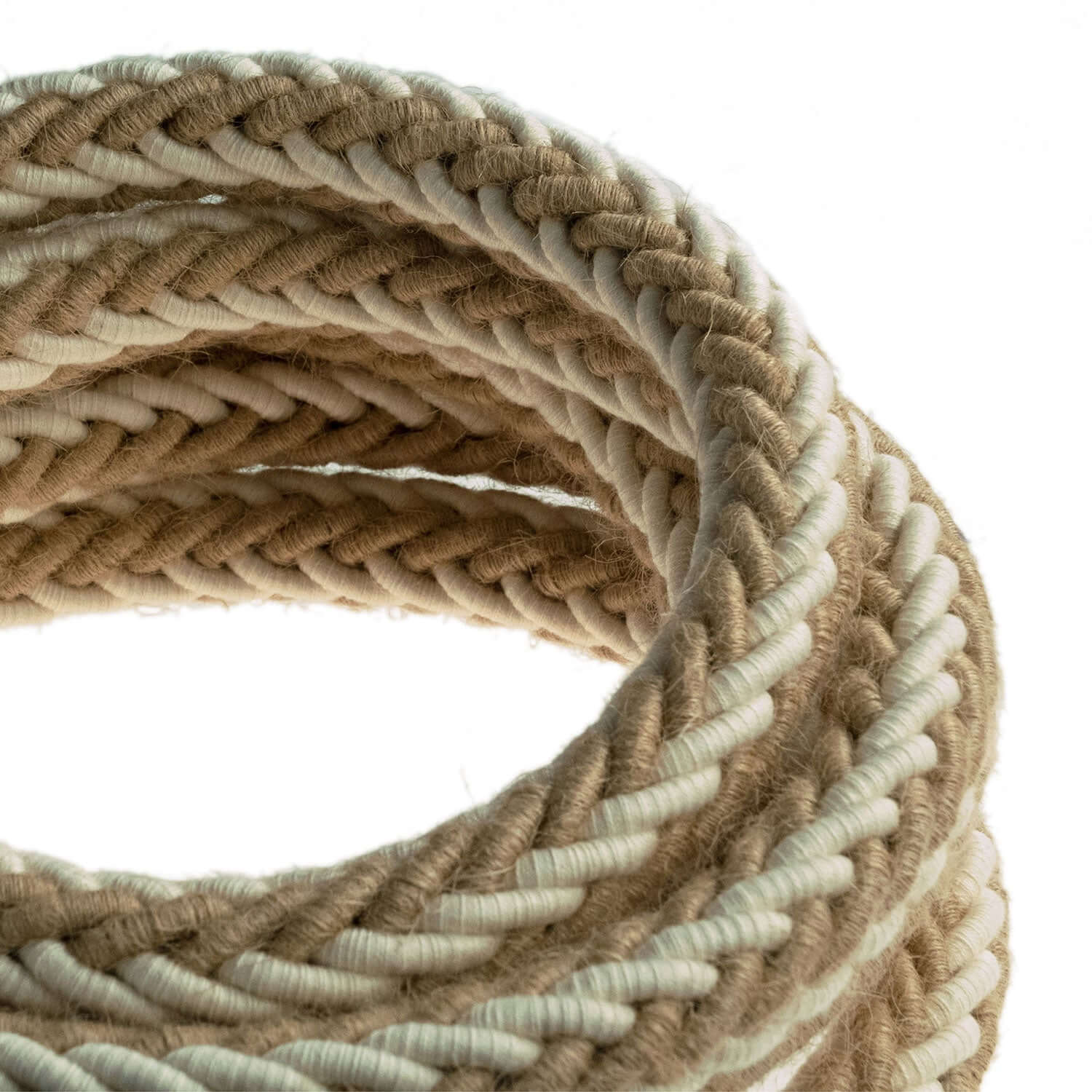 2XL geflochtene Kordel aus Jute und naturweißer Baumwolle, Textilkabel 2x0,75. Durchmesser 24mm - Image 2