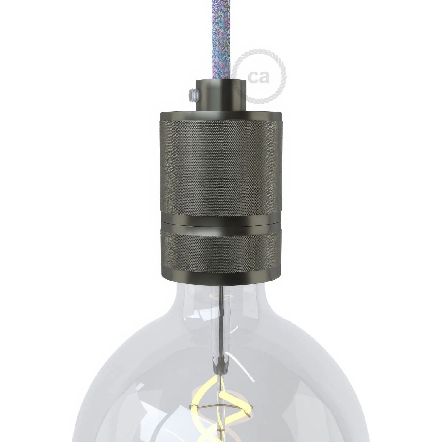 Gerändeltes Aluminium – einteiliger E26-Lampenfassungs-Bausatz – Gunmetal