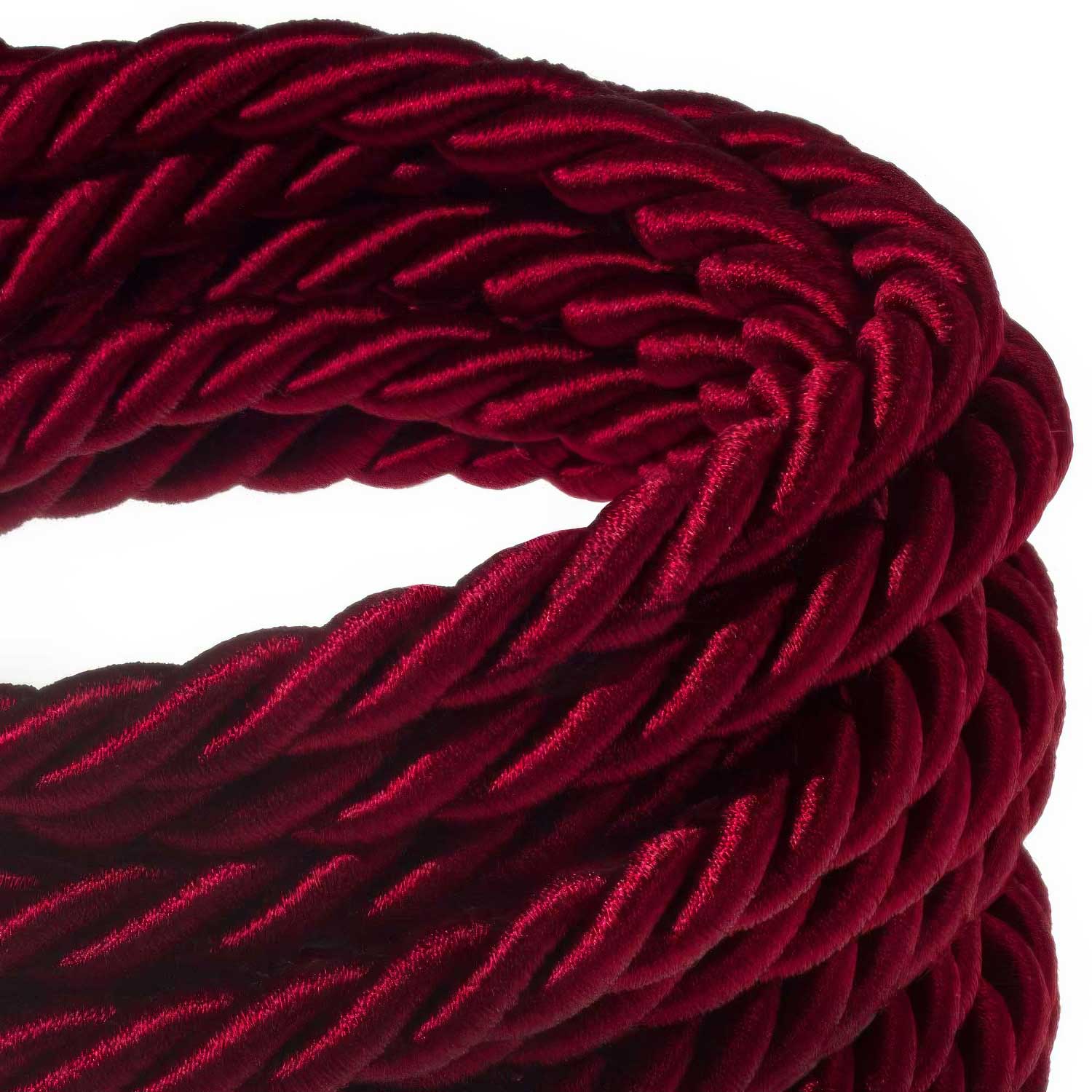 Elektrische Leitung 3x0,75 mit glänzendem, dunkel bordeauxrotem Stoff ummantelt - Image 2