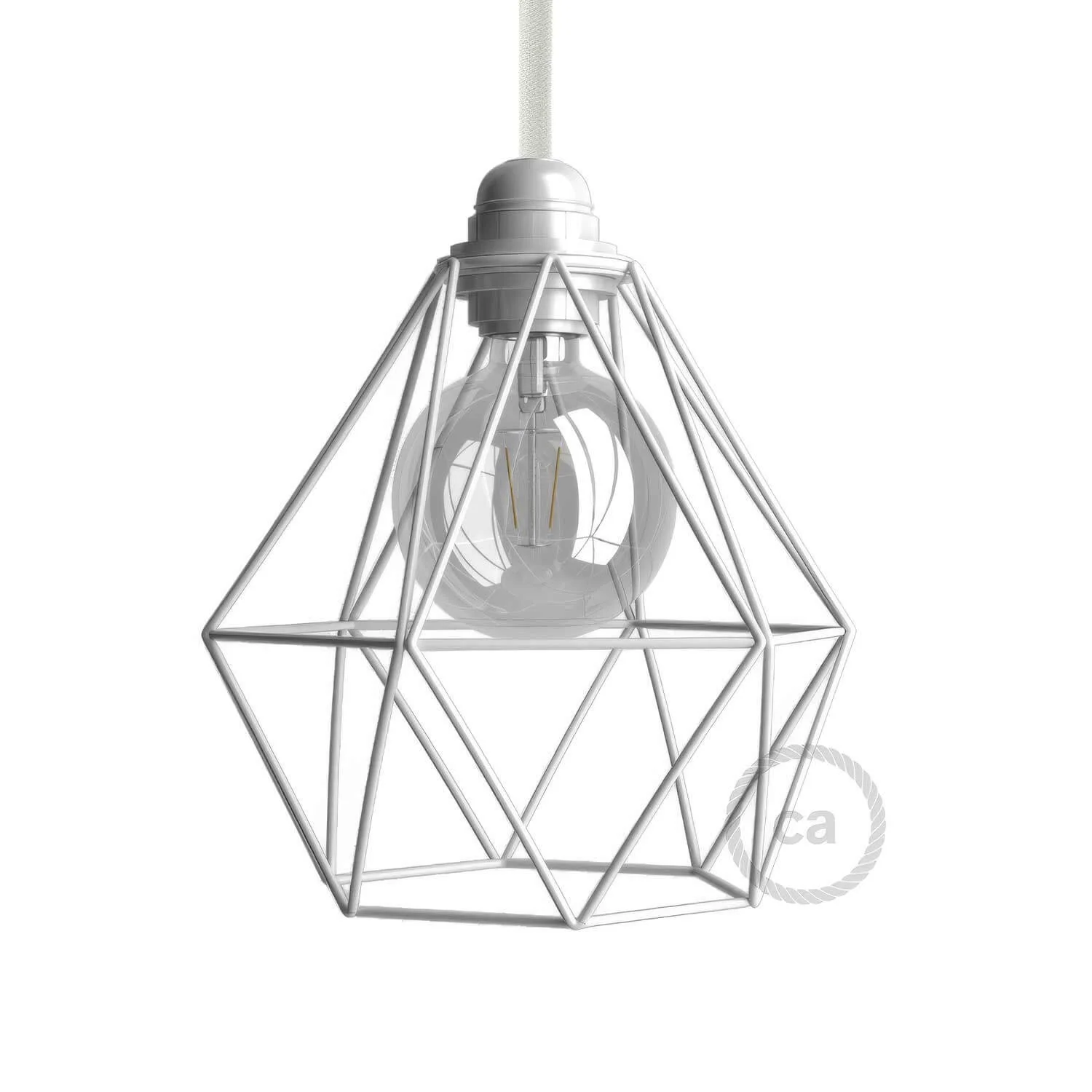 Gitter-Lampenschirm Diamond aus Metall mit E27-Fassung – Weiß