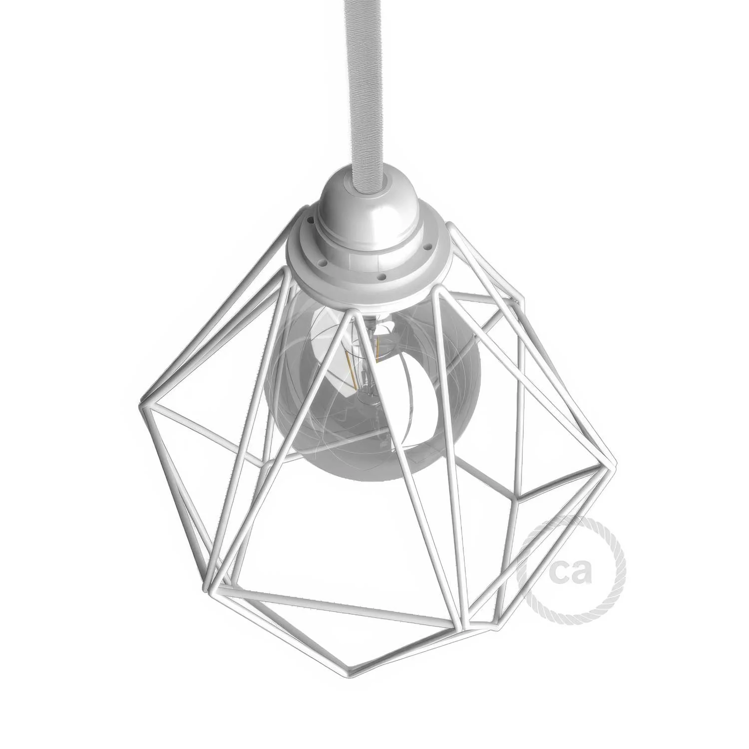 Gitter-Lampenschirm Diamond aus Metall mit E27-Fassung – Weiß - Image 3