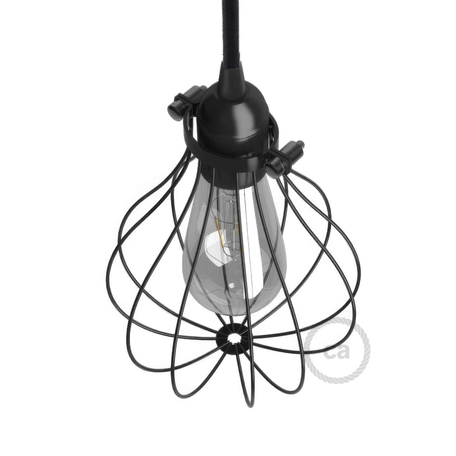 Lampenschirm Käfig Drop aus Metall mit verstellbarer Klemmschelle – Schwarz - Image 3