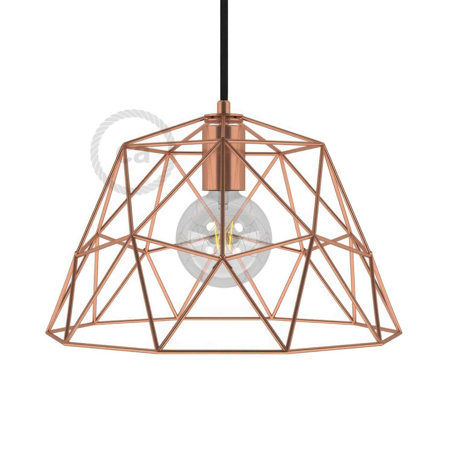XL-Gitter Schirm Dome aus Metall mit E27-Fassung – Kupfer
