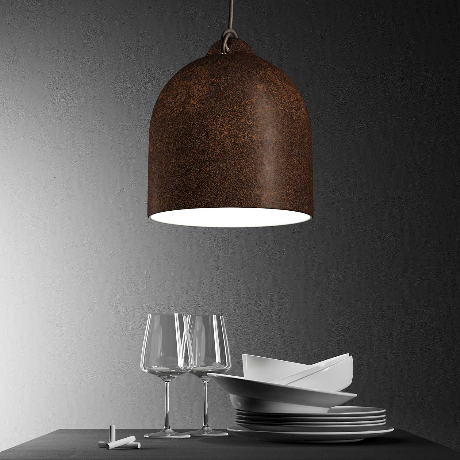 Campana, Lampenschirm M aus Keramik für Pendelleuchte - Made in Italy - Corten-Effekt - Image 3