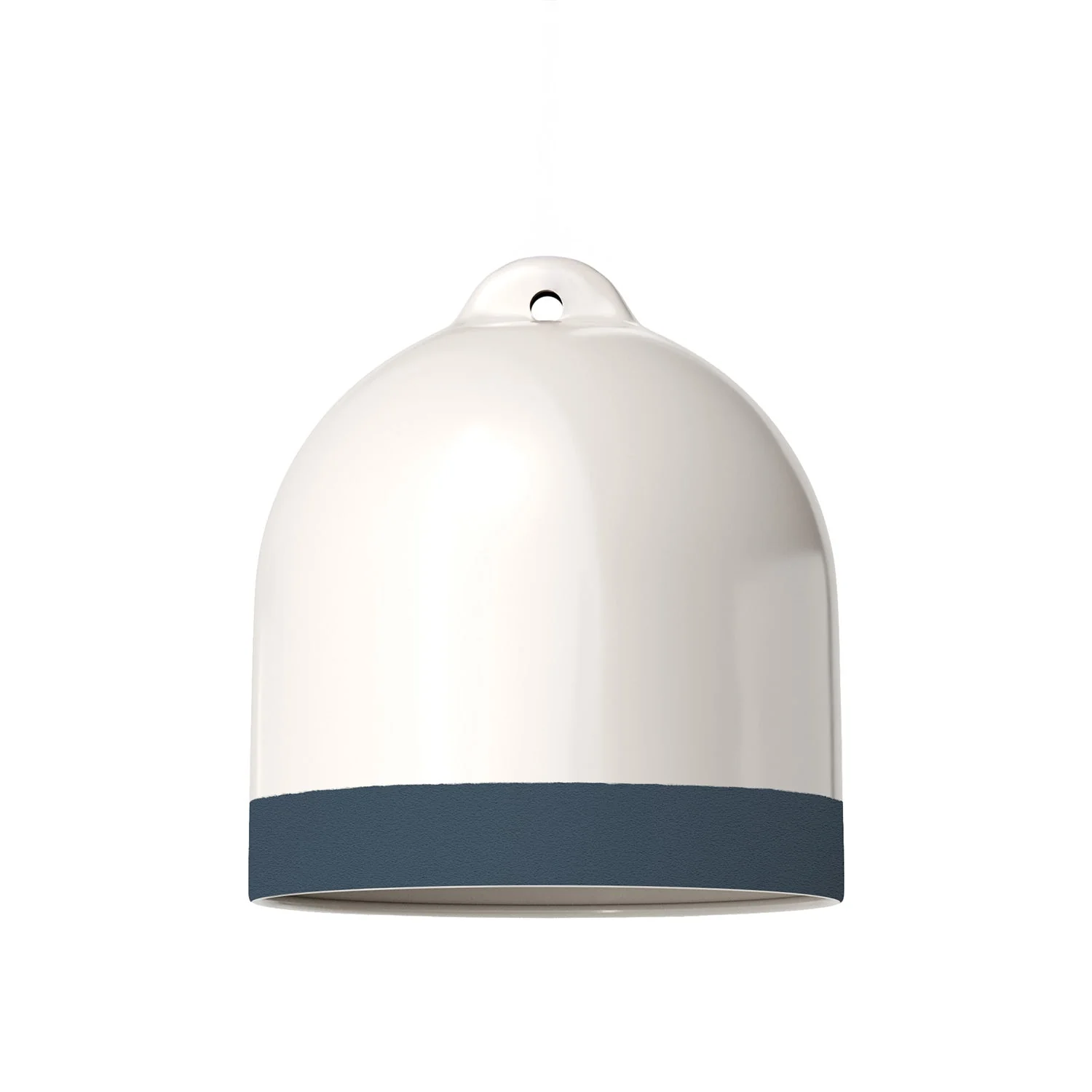 Glocke Lampenschirm M zweifarbig aus Keramik Weiß und Petrol, Kollektion Materia - Made in Italy - Image 3