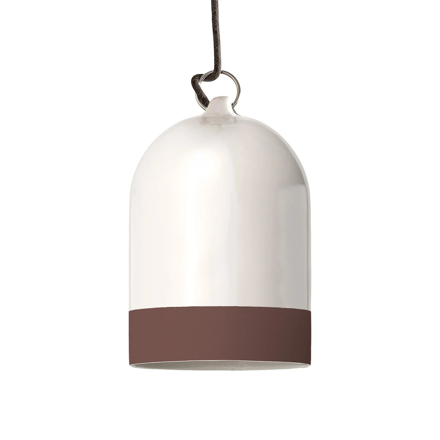 Lampenschirm Campana Mini XS zweifarbig aus Keramik Weiß und Braun, Kollektion Materia - Made in Italy
