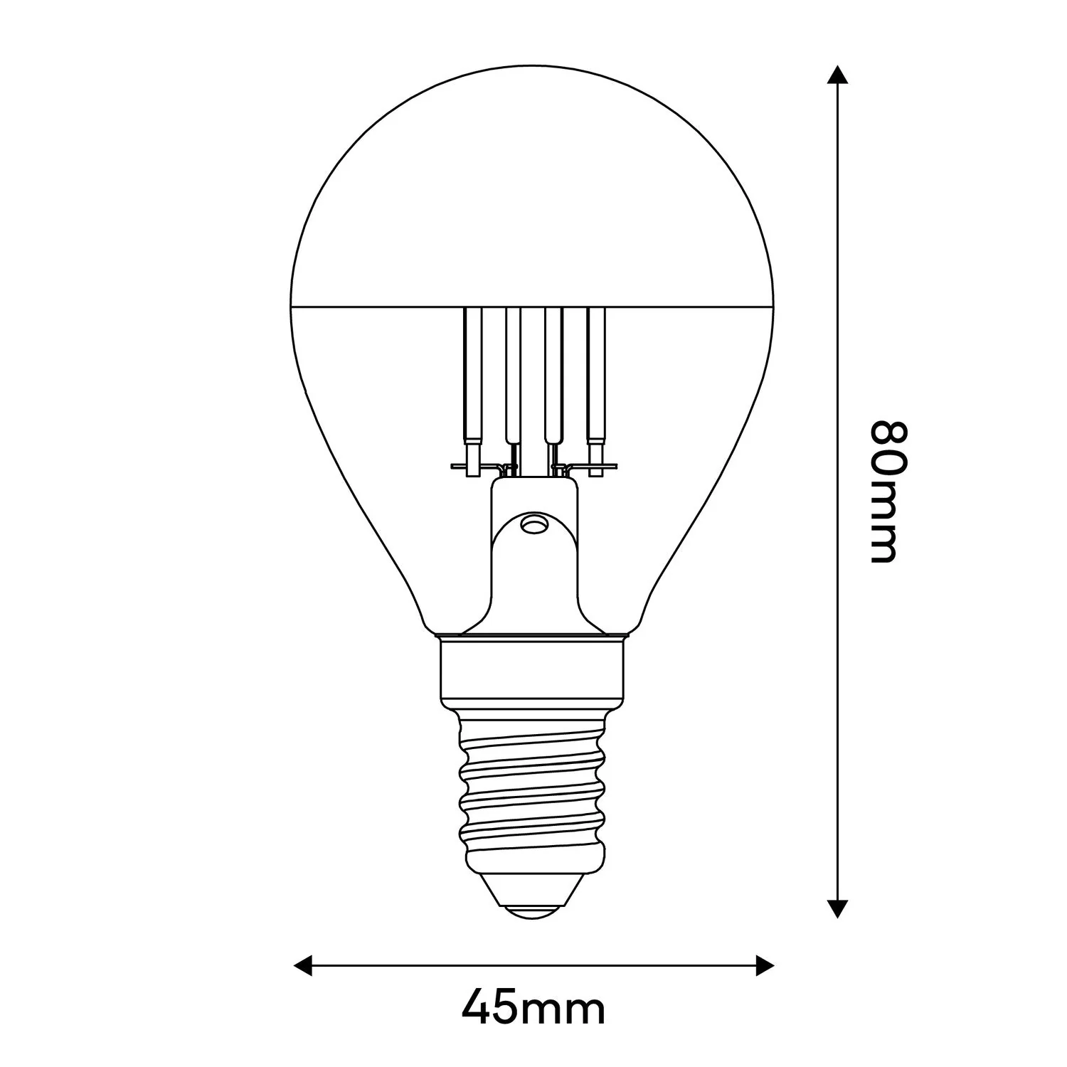 Glühbirne LED Halbkugel Silber Mini-Globe G45 4,8W 380Lm E14 2700K Dimmbar - A01 - Image 3
