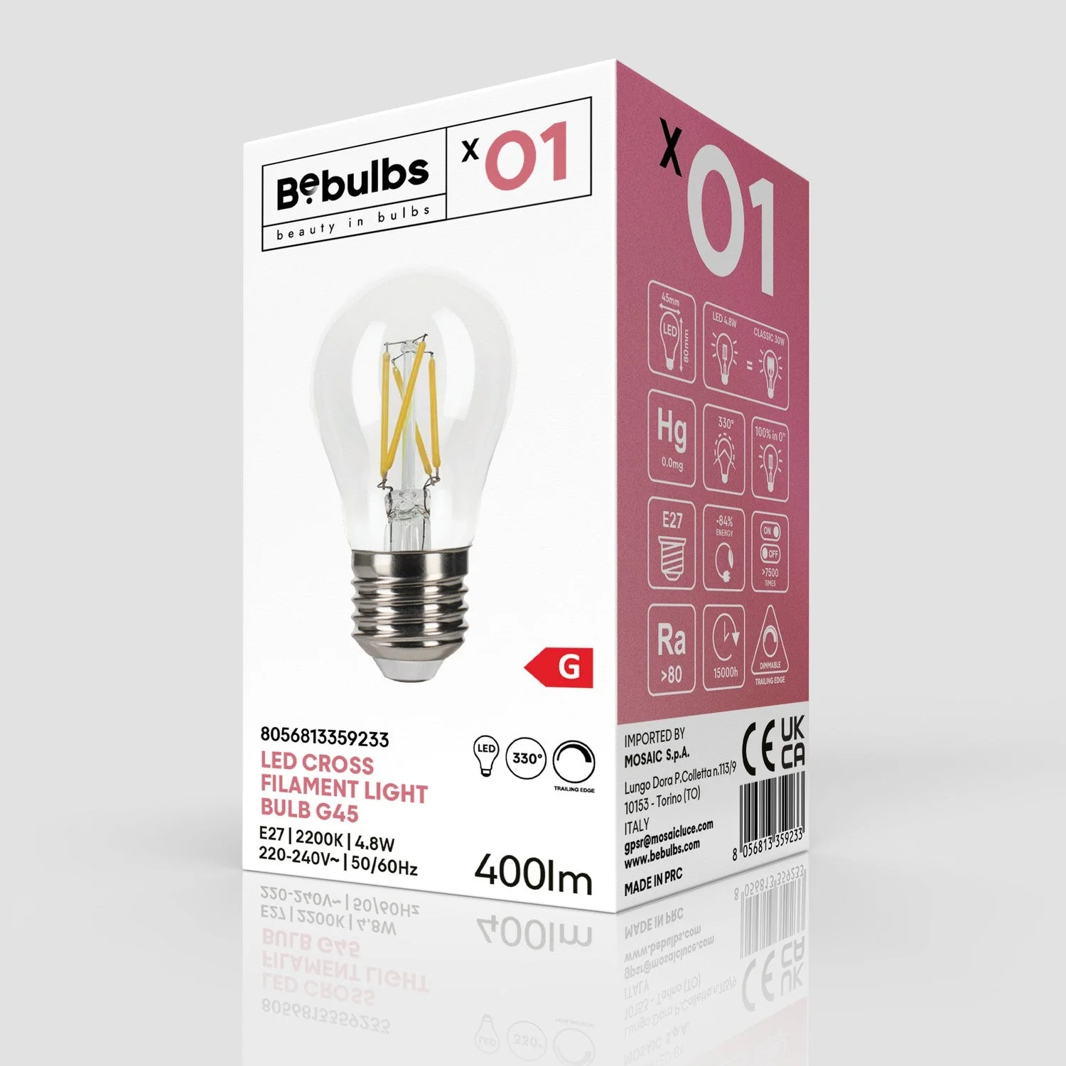 Glühbirne LED mit gekreuztem Filament Mini-Globe G45 4,8W 400 lm E27 2200K dimmbar - X01 - Image 4