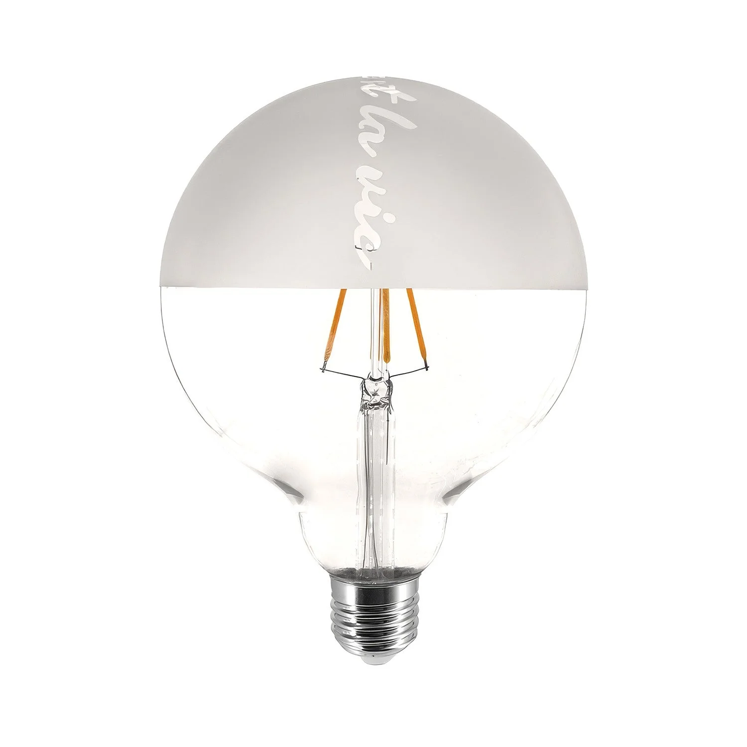 LED-Glühbirne Tattoo „C’Est La Vie“ G125 4,5W 470Lm E27 2700K dimmbar