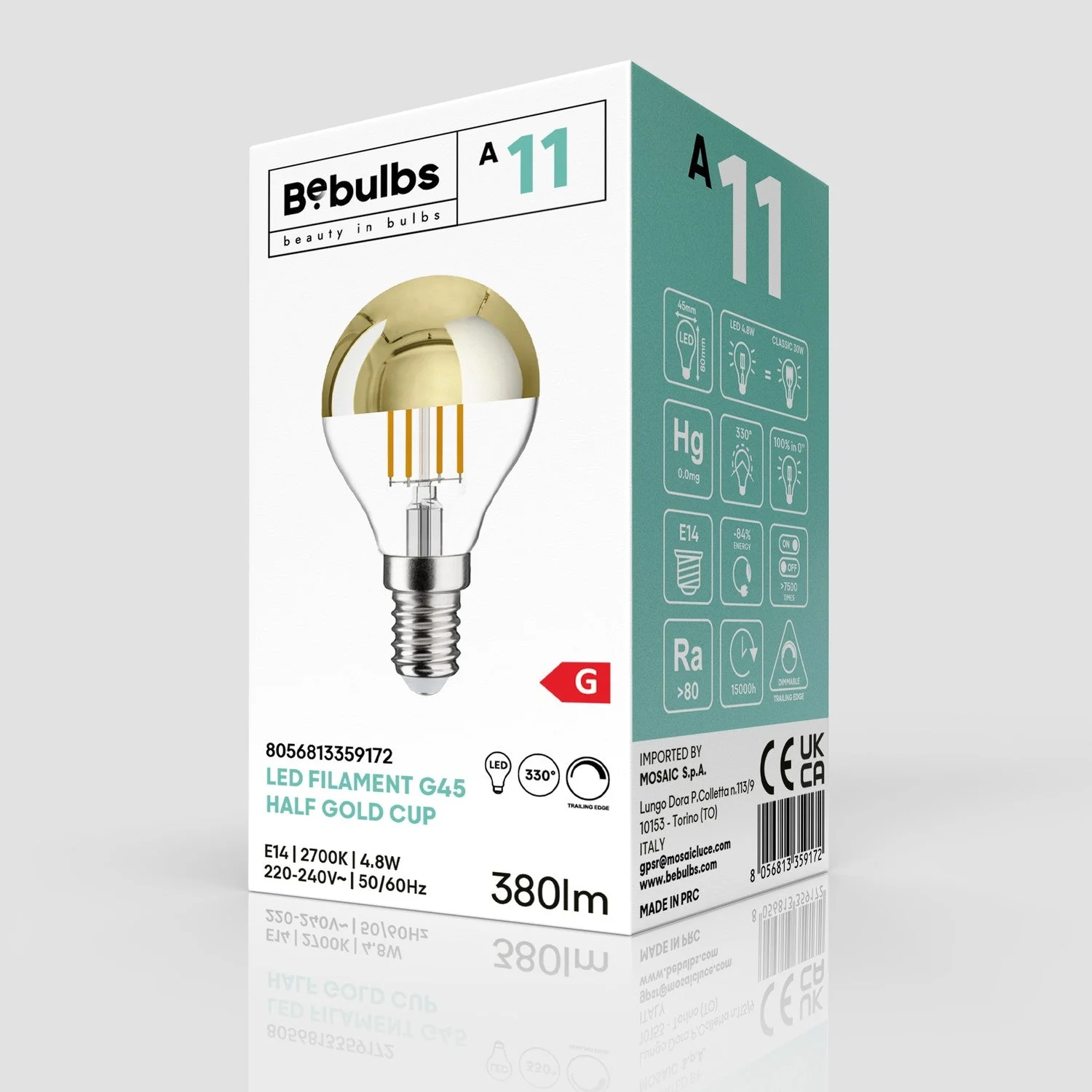 Glühbirne LED Halbkugel Gold Mini-Globe G45 4,8W 380Lm E14 2700K Dimmbar - A11 - Image 4