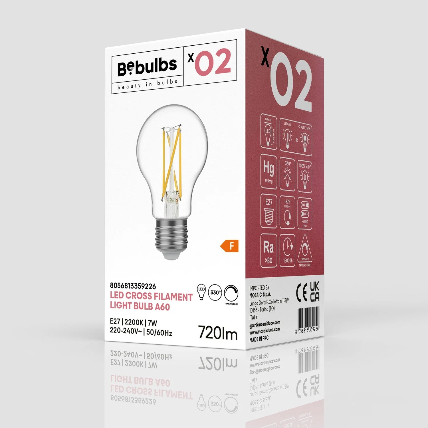Glühbirne LED mit gekreuztem Filament Tropfen A60 7W 720 lm E27 2200K dimmbar - X02 - Image 4