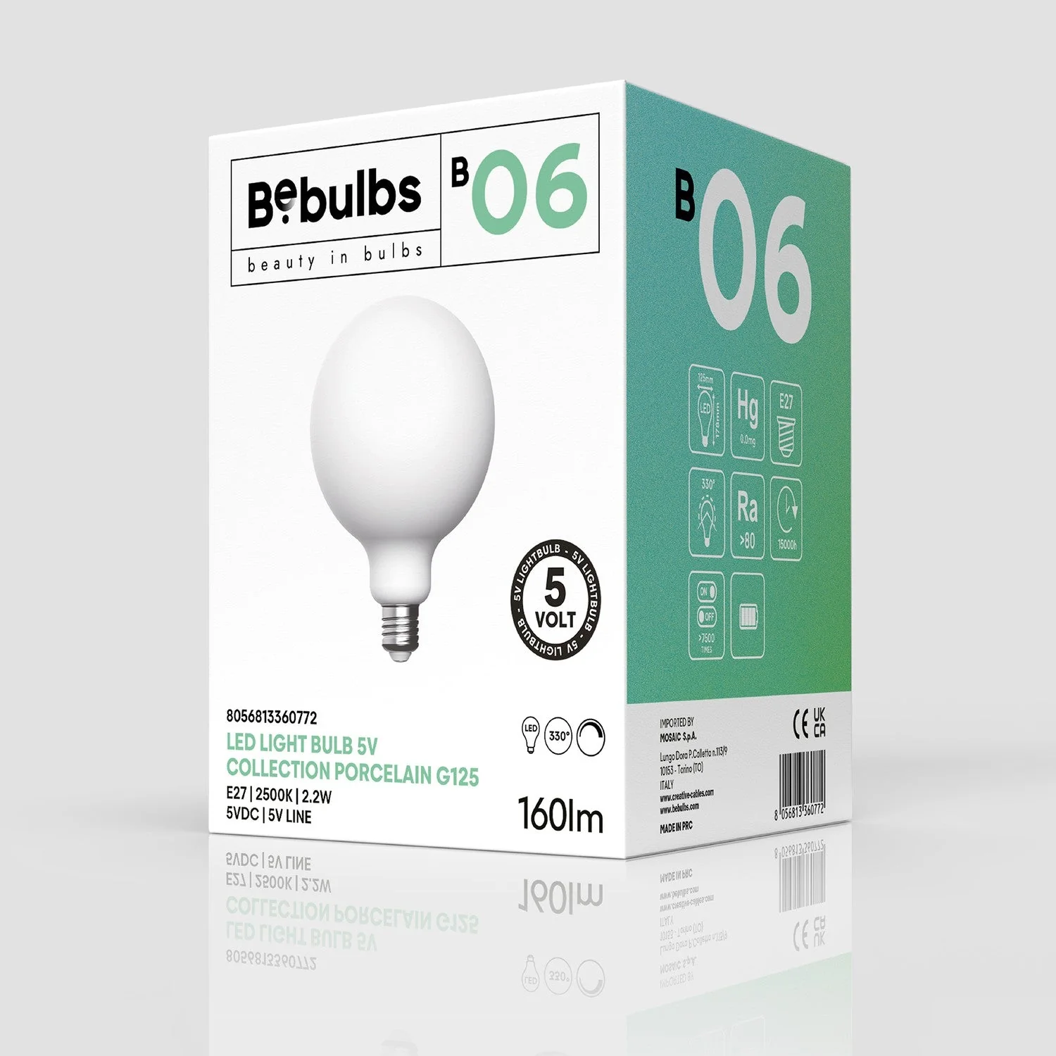LED‑Glühbirne Porzellan Linea 5V Globo G125 2,2W 160Lm E27 2500K Dimmbar – B06 - Image 4