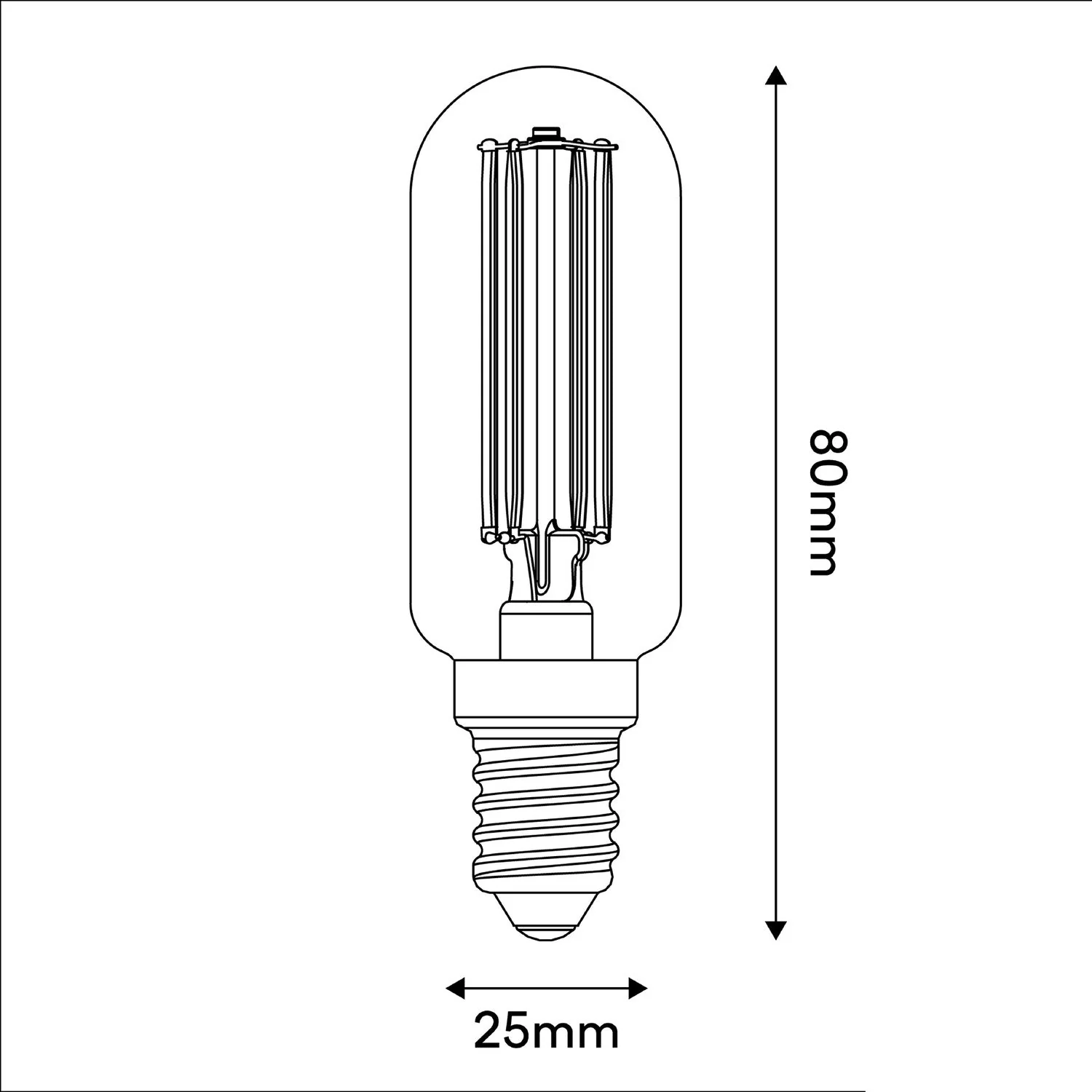 LED‑Glühbirne Transparent Linea 5V Tubular T25 1,8W 160Lm E14 2500K Dimmbar – B07 - Image 3