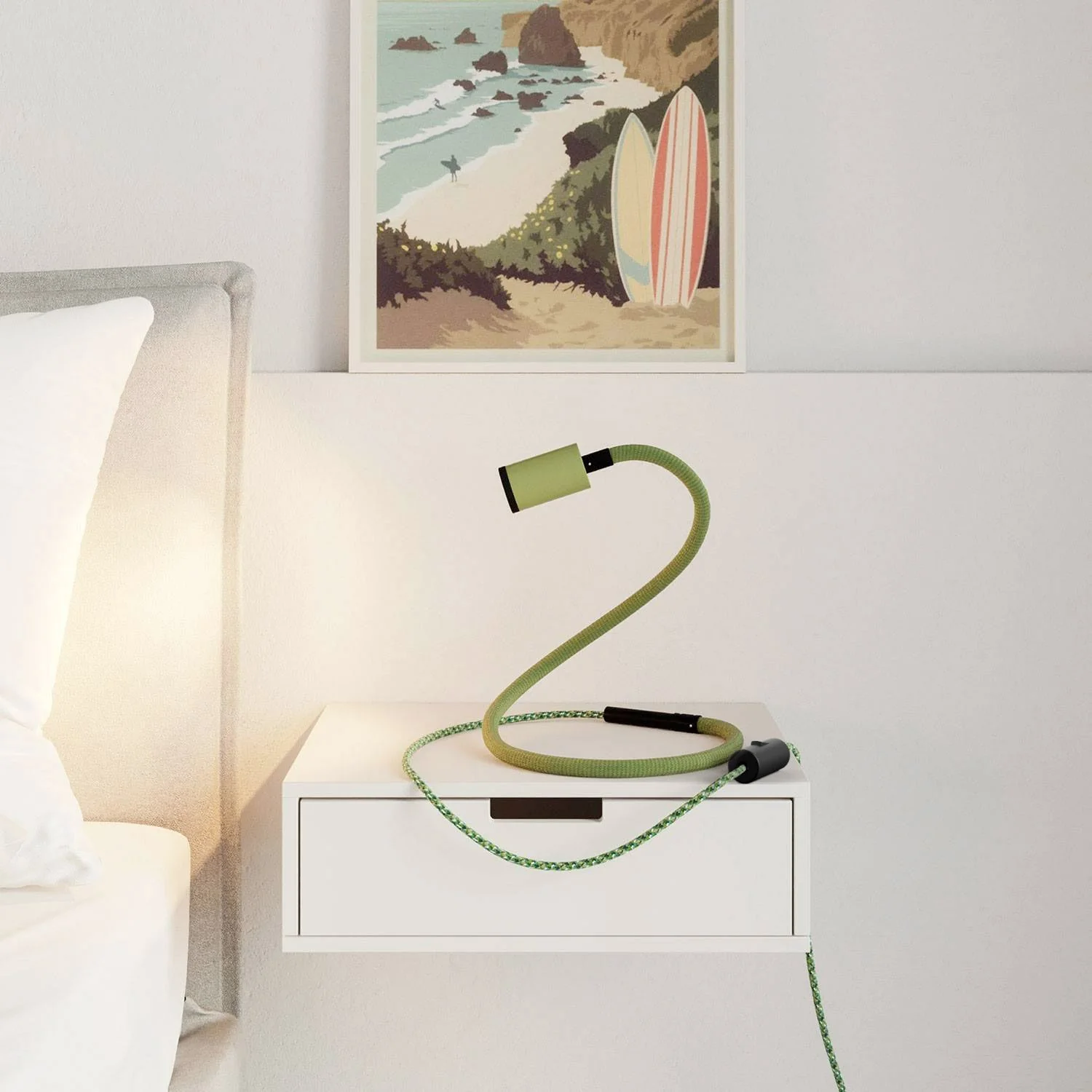 GU1d-one Pastell – Verstellbare Leuchte ohne Basis mit Mini-LED-Spot und Stecker UK – Wiesengrün - Image 2