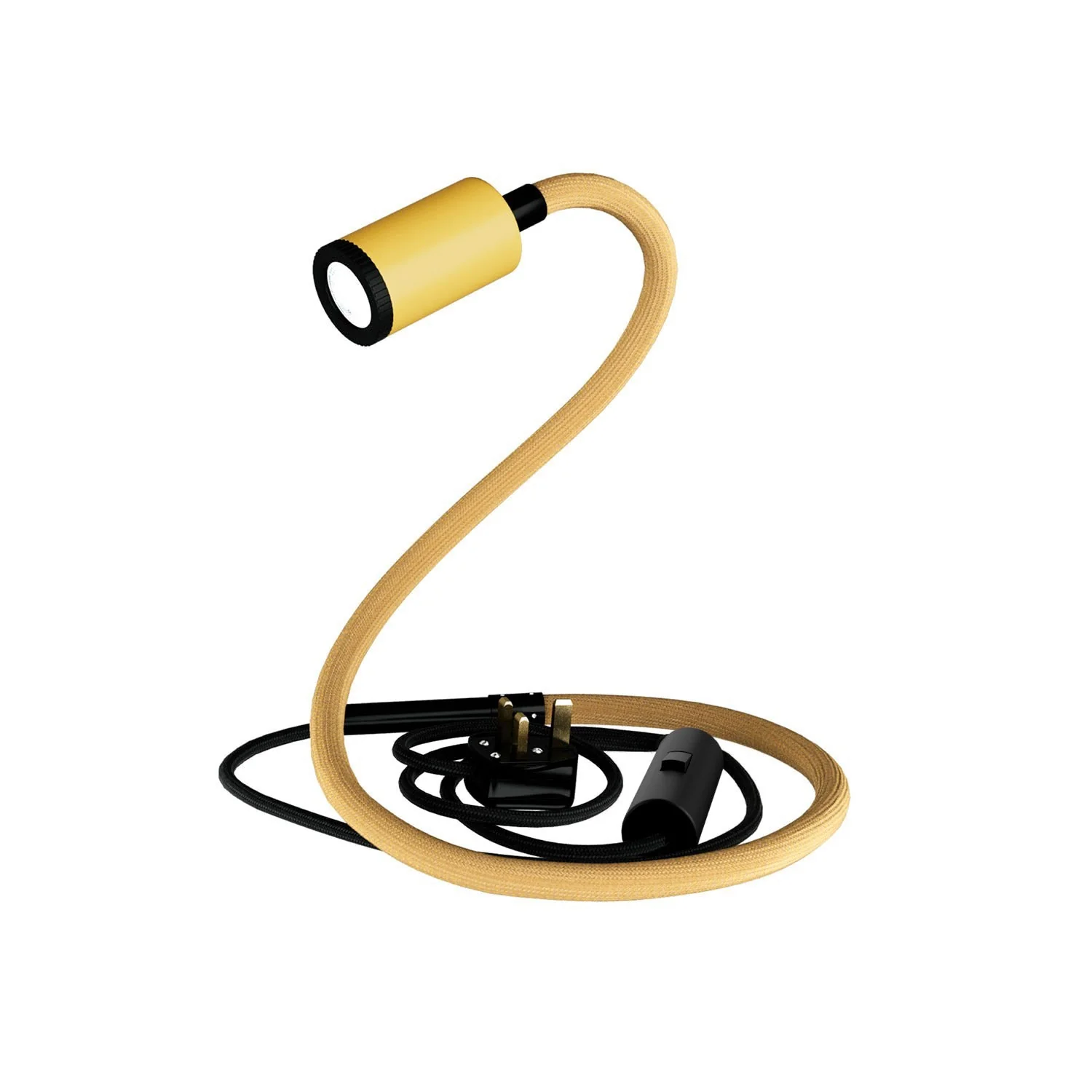 GU1d-one Pastell Verstellbare Mini-Spotlampe ohne Sockel mit LED-Minispot und UK-Stecker – Senfgelb