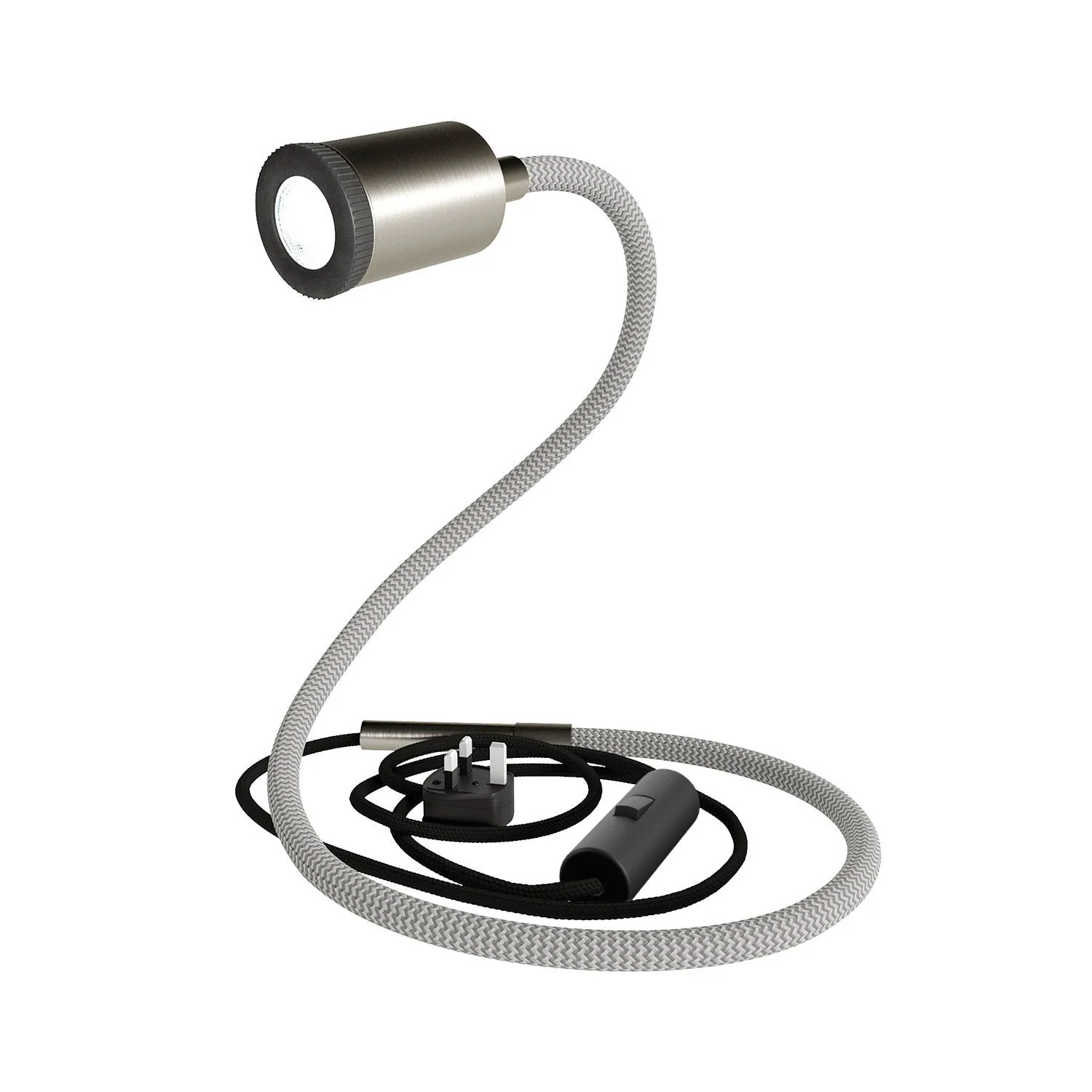 GU1d-one Gelenklampe ohne Sockel mit Mini-LED-Strahler und UK-Stecker – Satin-Titan