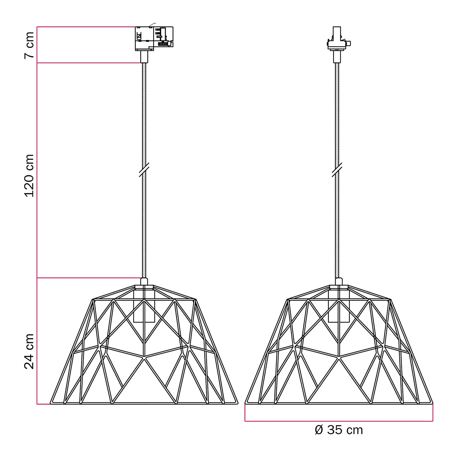 Pendelleuchte mit Dome-Lampenschirm für Schienensysteme - Schwarz - Image 6