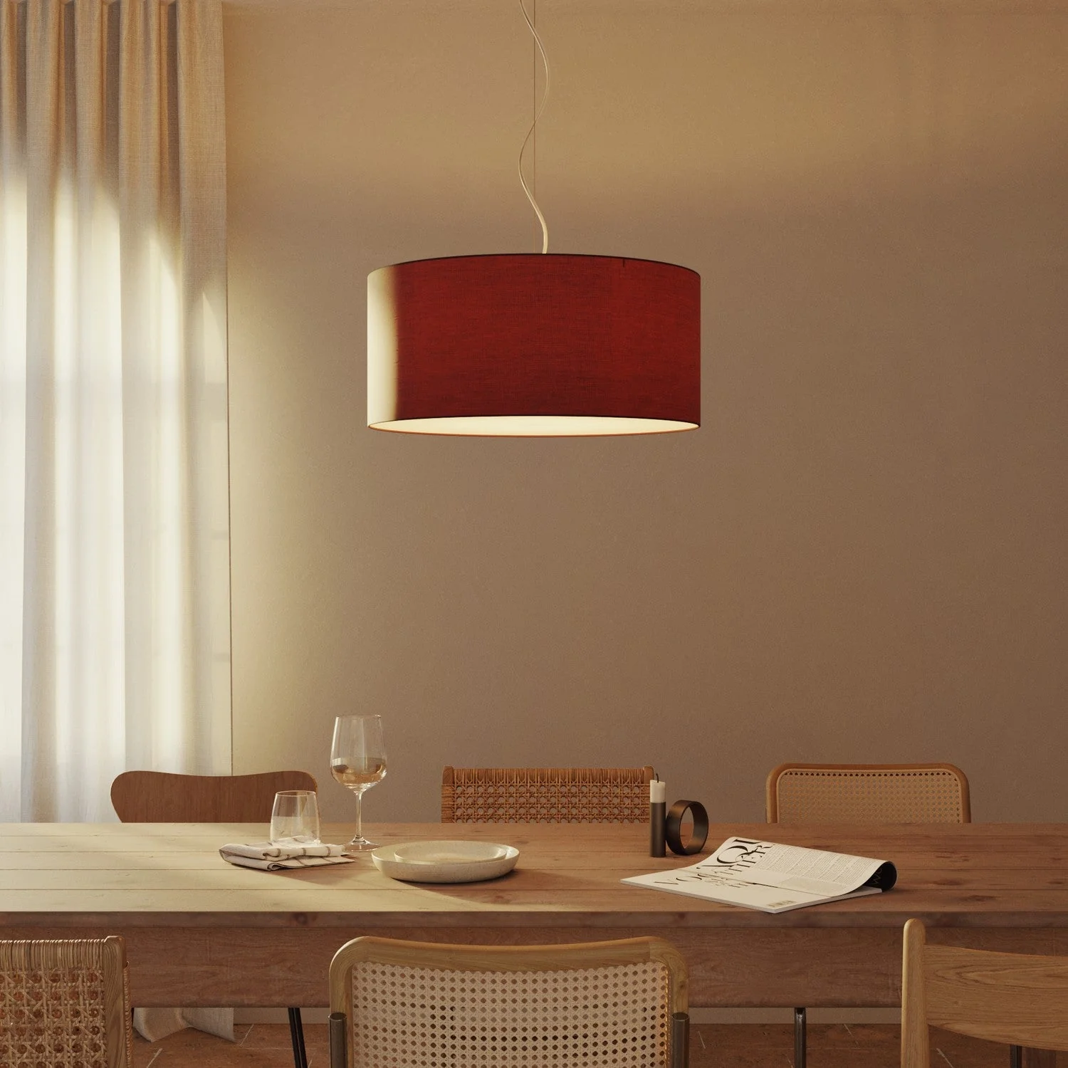 Pendelleuchte mit Stoffschirm Cilindro Large – Made in Italy – Arenal Bordeaux - Image 8