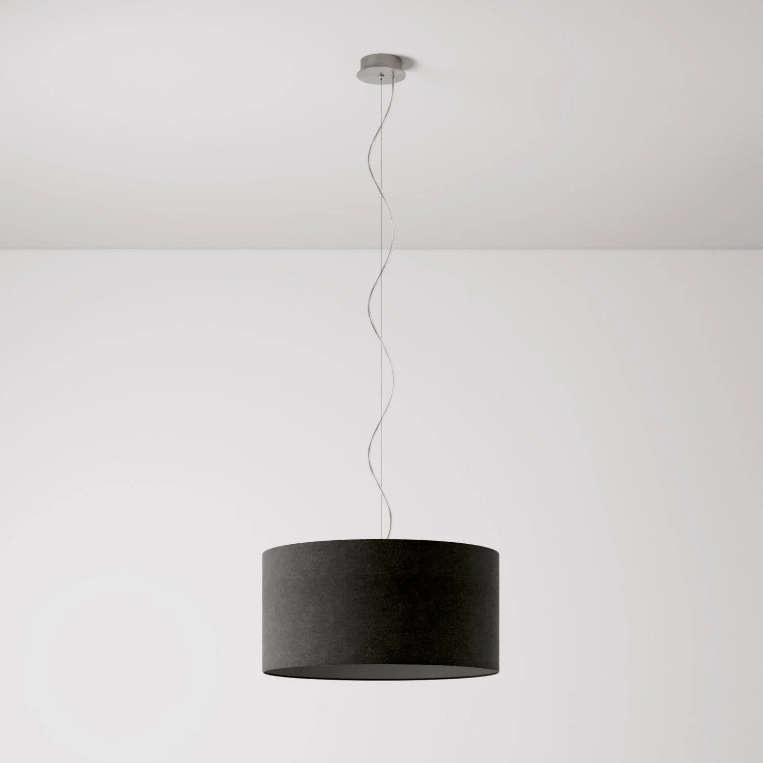Pendelleuchte mit Stoffschirm Cilindro Medium – Made in Italy – Wolle Dunkelgrau
