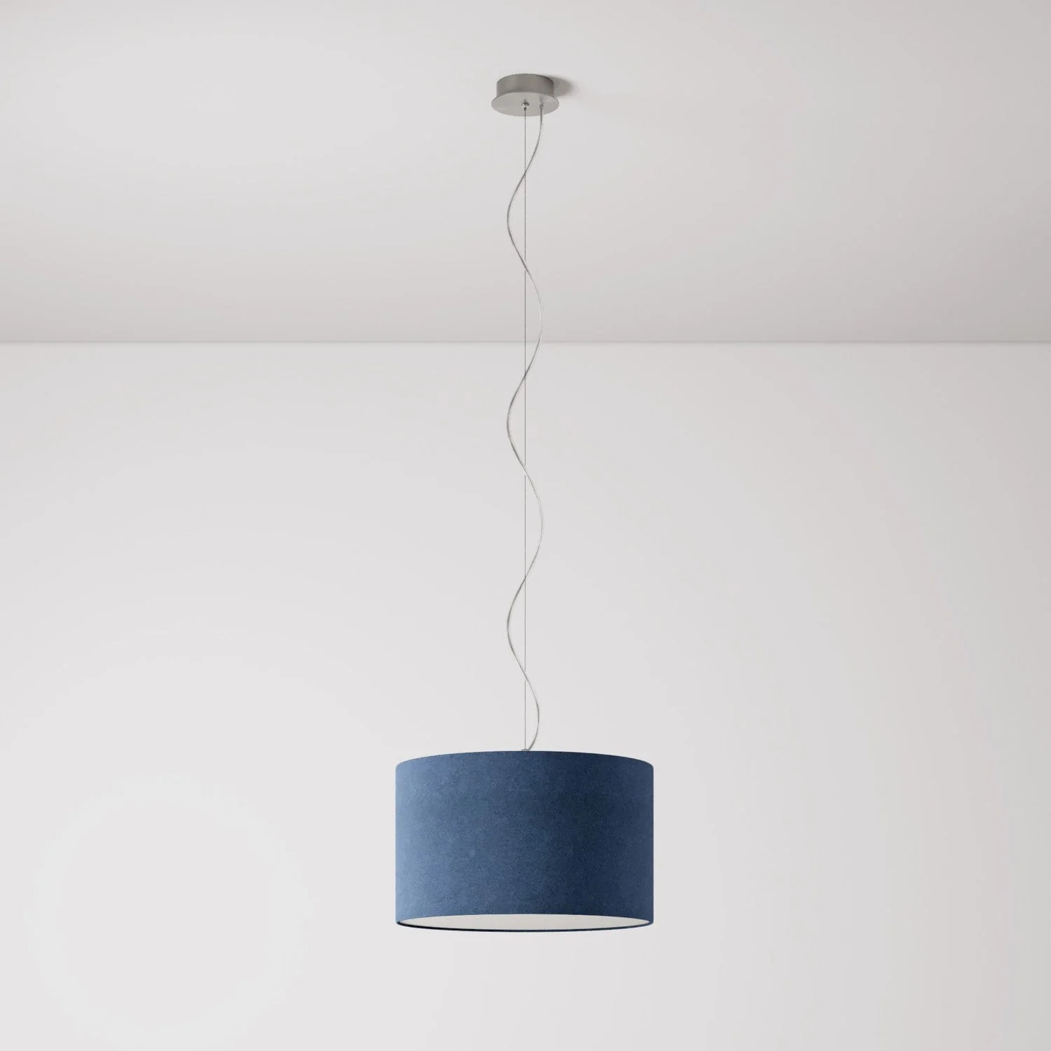 Pendelleuchte mit Zylinder Small Lampenschirm aus Stoff – Made in Italy – Blaue Wolle - Image 7