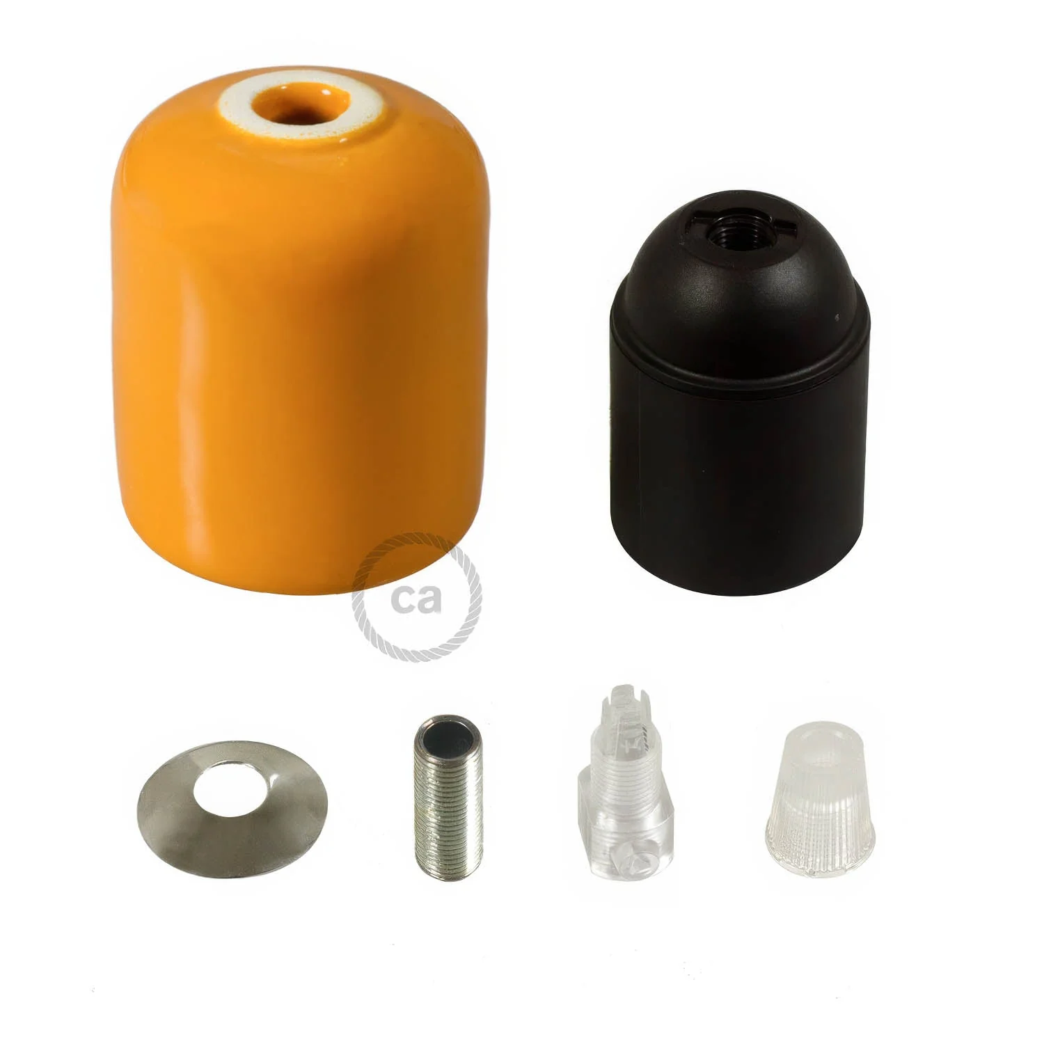 Handgefertigtes Keramik-E26-Lampenfassungsset – Tangerine - Image 2