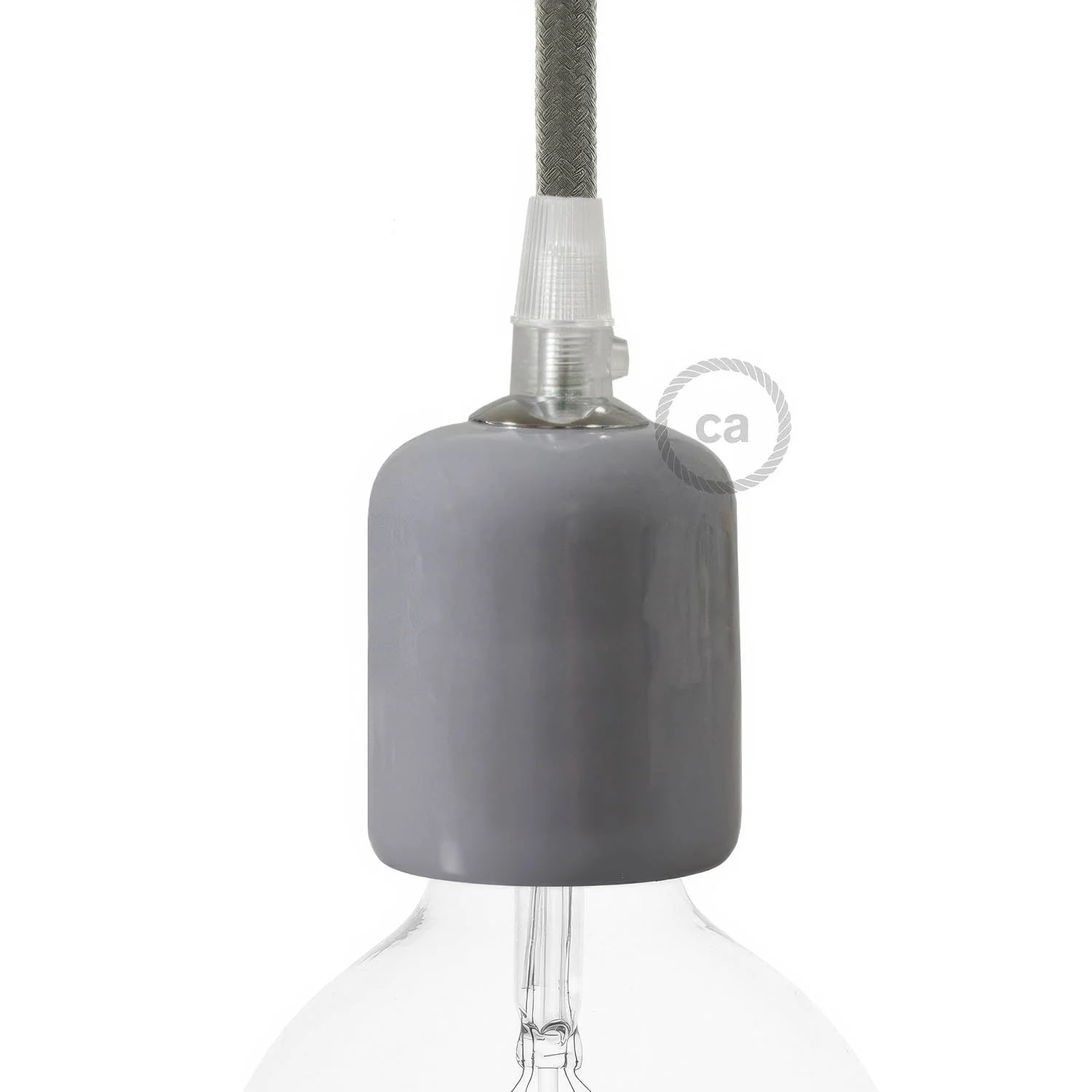 Handgefertigtes Keramik-E26-Lampenfassung-Set – Grau