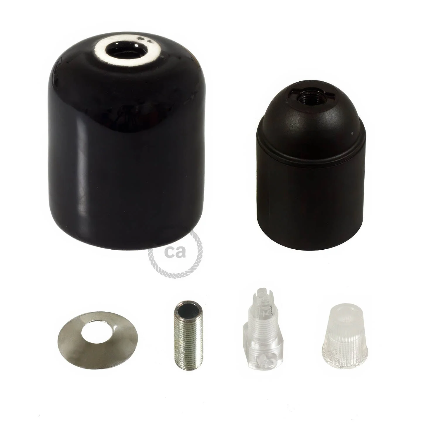 Handgefertigtes Keramik-Lampenfassungsset E26 – Schwarz - Image 2