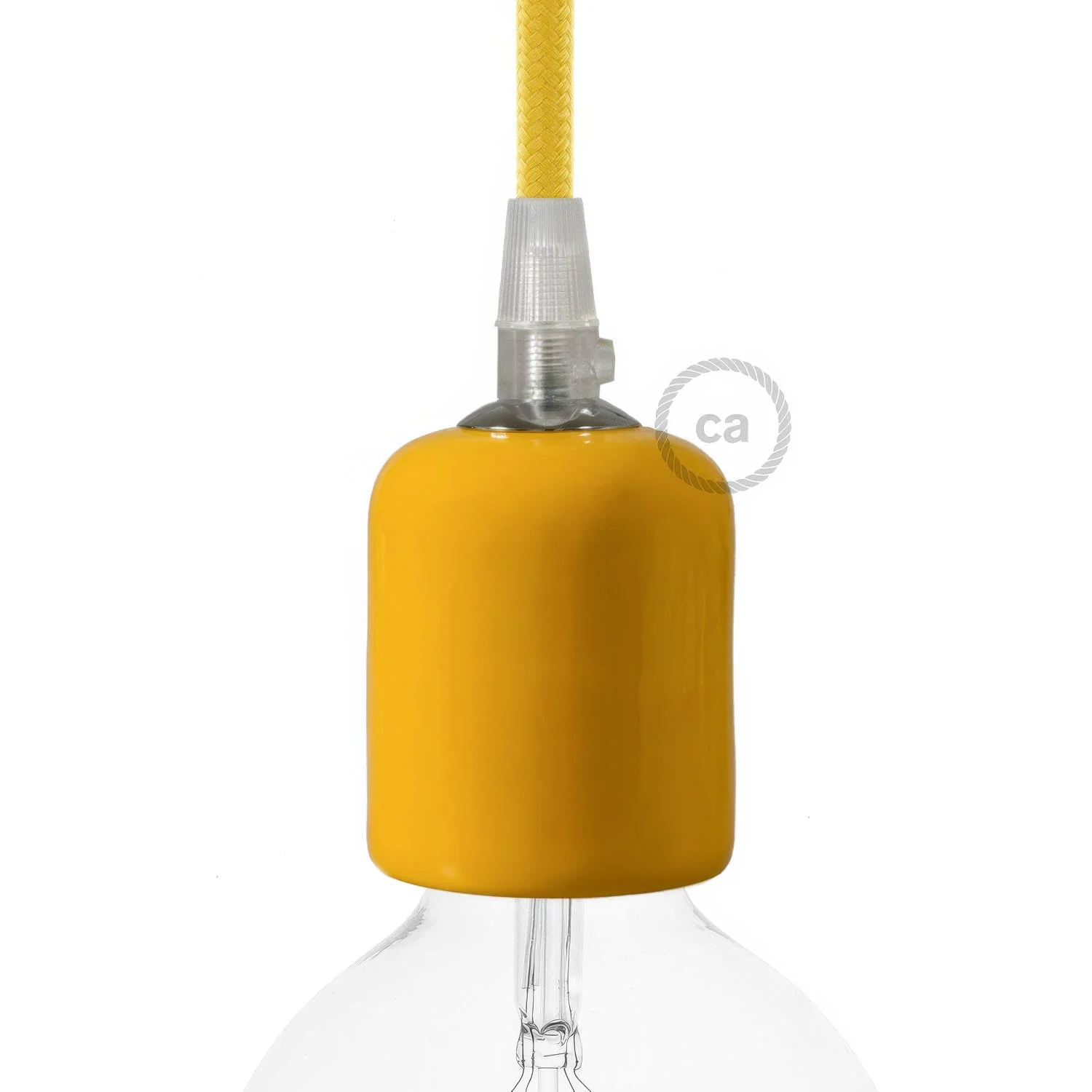 Handgefertigtes Keramik-Set mit E26-Fassung – Gelb