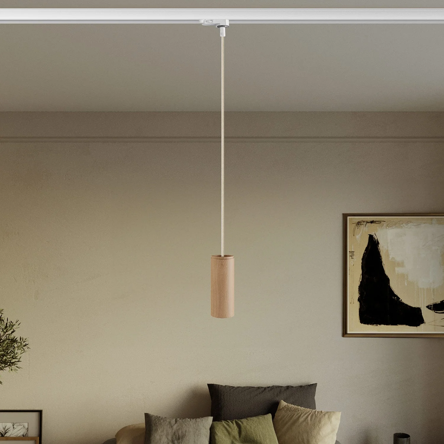 Pendelleuchte für Schienensystem mit Textilkabel und Tub-E14 - Neutral - Image 2