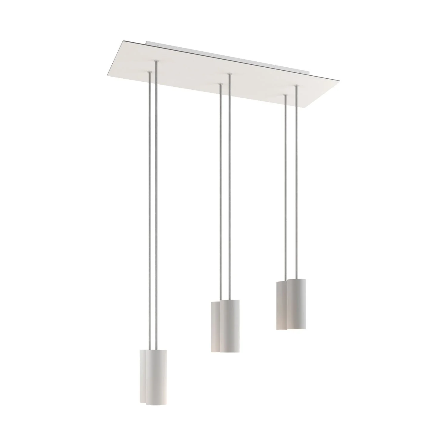 Pendelleuchte mit 6 Abgängen und XXL Rose-One Rechteck 675 mm mit Metall-Lampenschirm Tub-E14 – Mattweiß