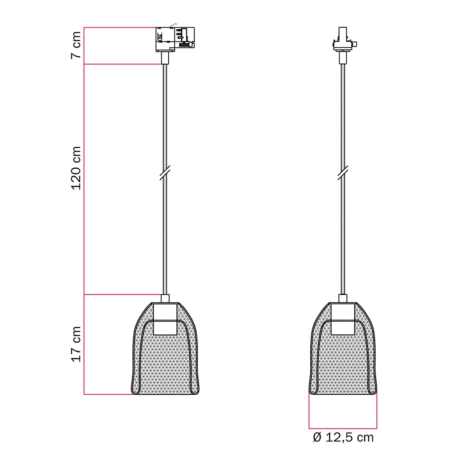 Hängeleuchte mit Ghostbell-Lampenschirm für Schiene – Weiß - Image 6
