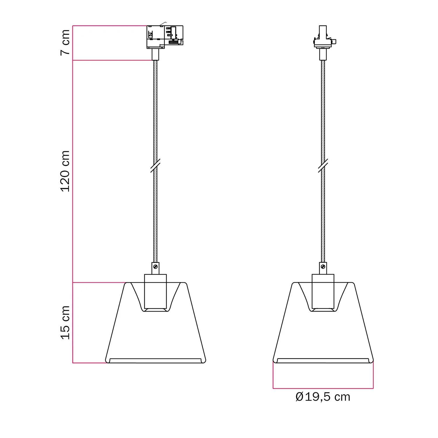 Pendelleuchte mit Ghost-Kegellampe für Schienensystem – Schwarz - Image 6