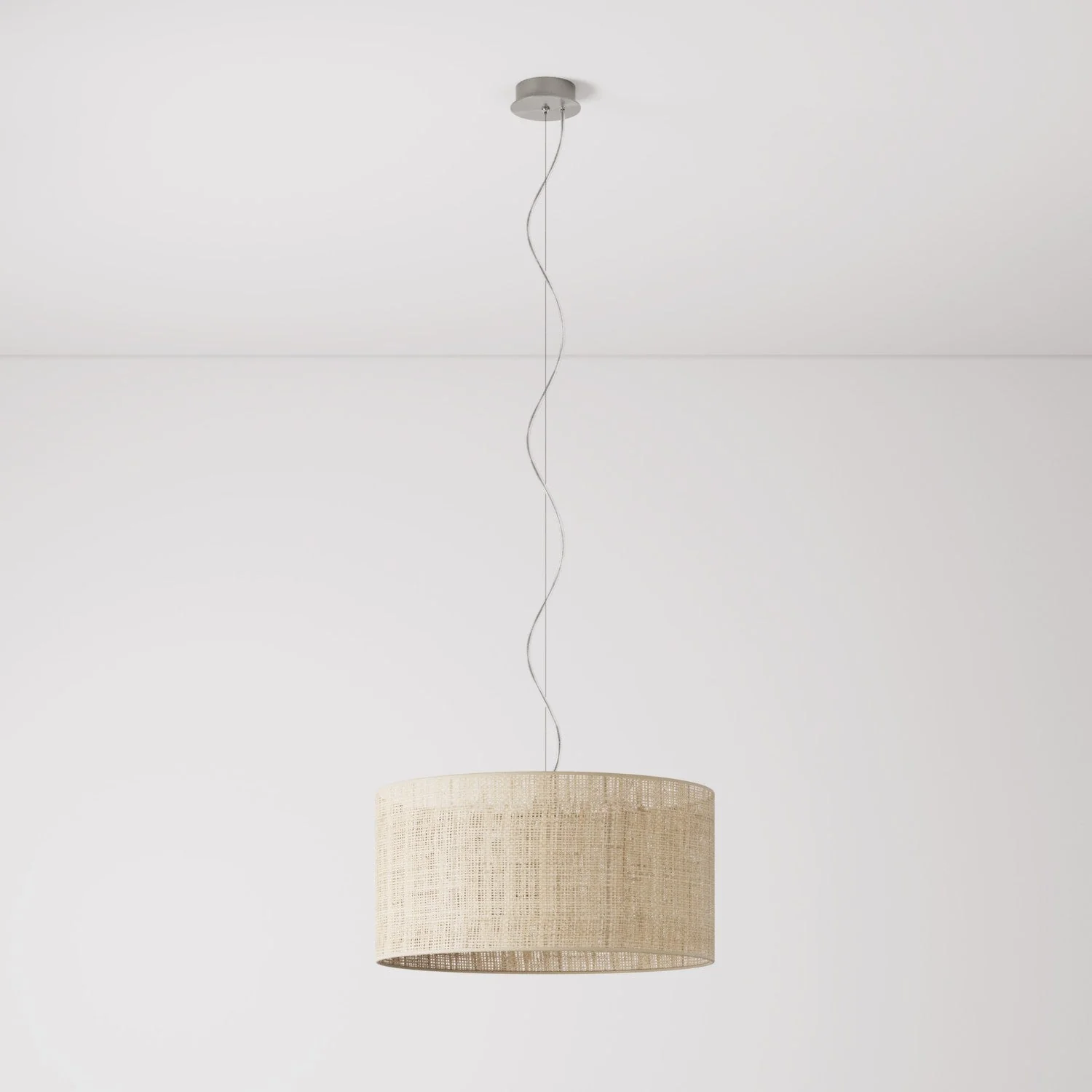 Pendelleuchte mit Stoffschirm Cilindro Medium - Made in Italy - Raphia