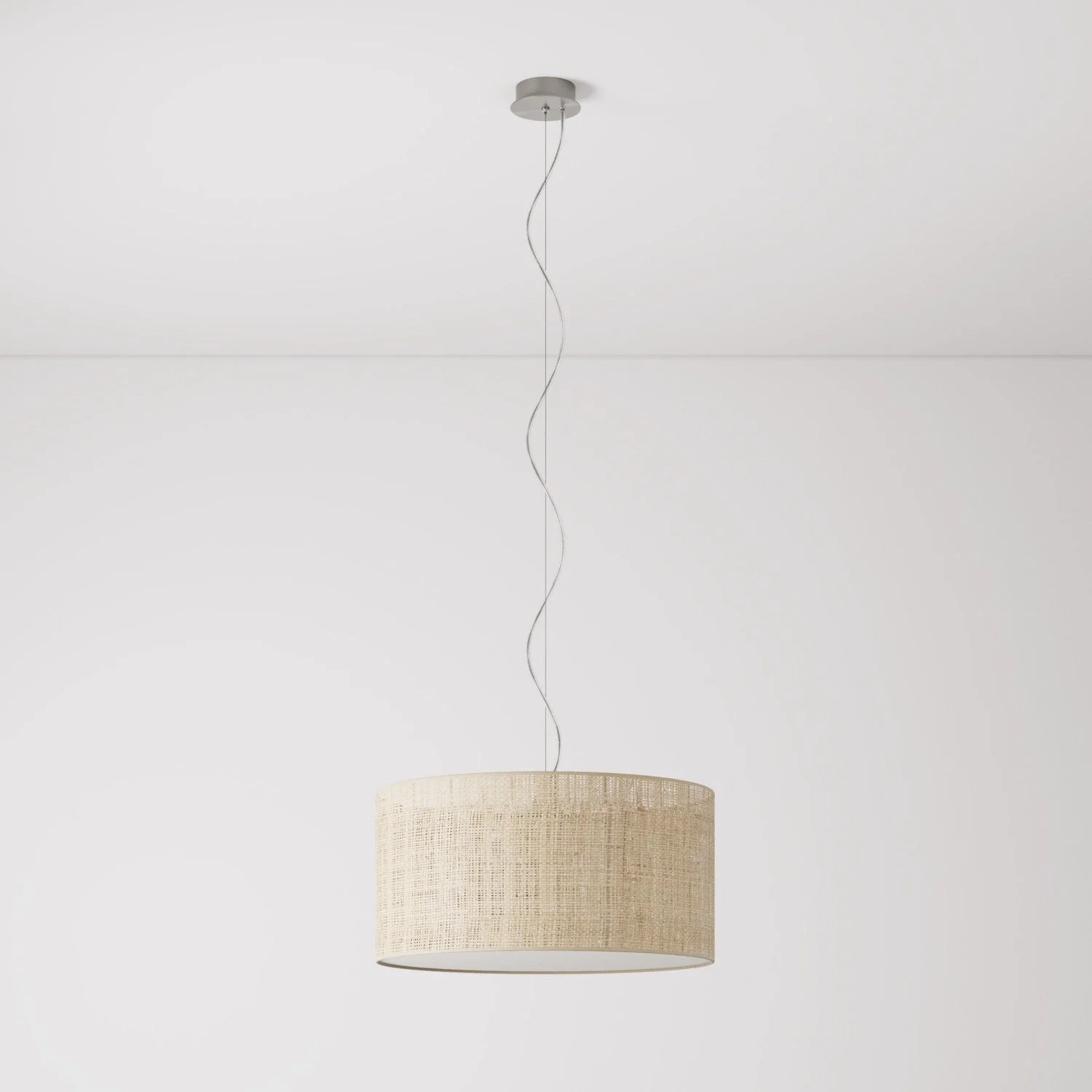 Pendelleuchte mit Stoffschirm Cilindro Medium - Made in Italy - Raphia - Image 7