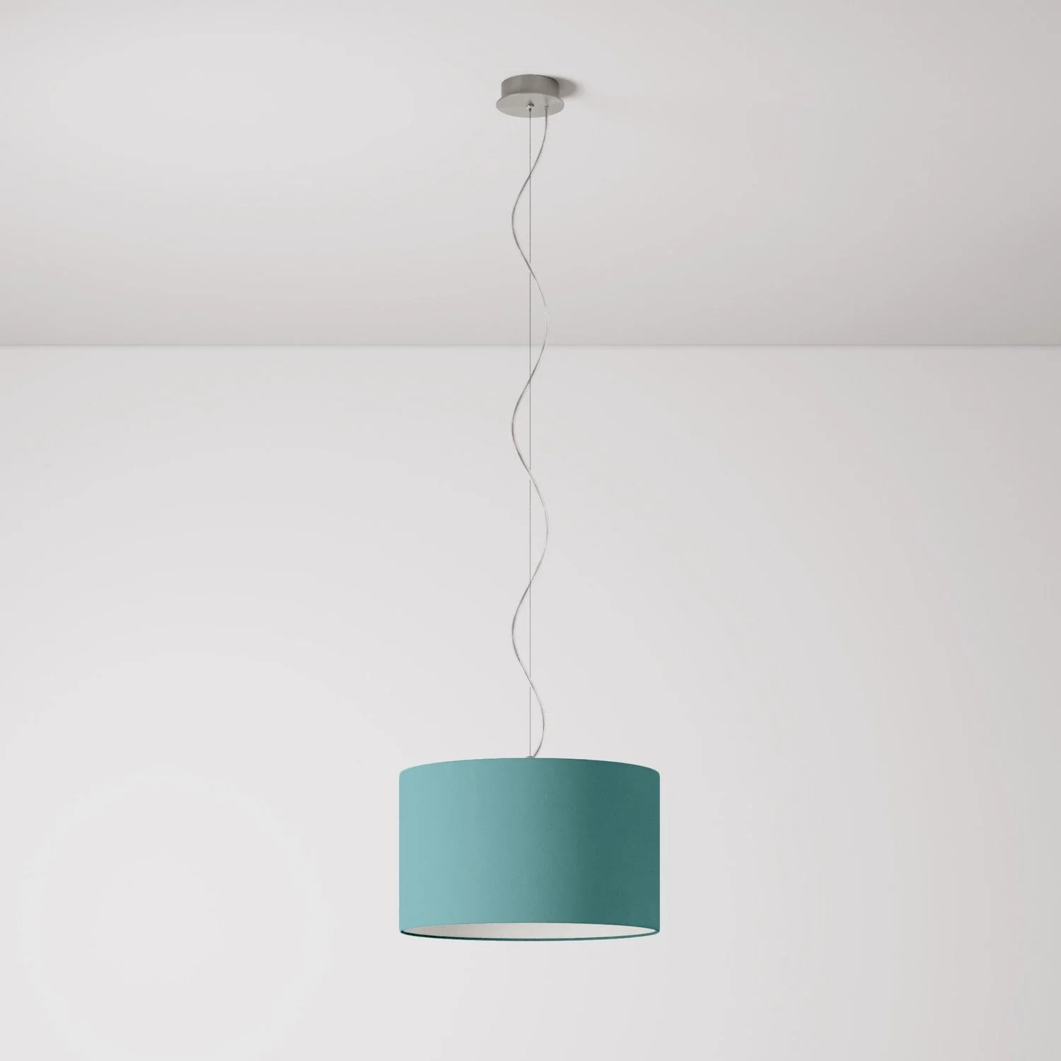 Pendelleuchte mit kleinem Stofflampenschirm Cilindro Small – Made in Italy – Teletta Grün Dubbio