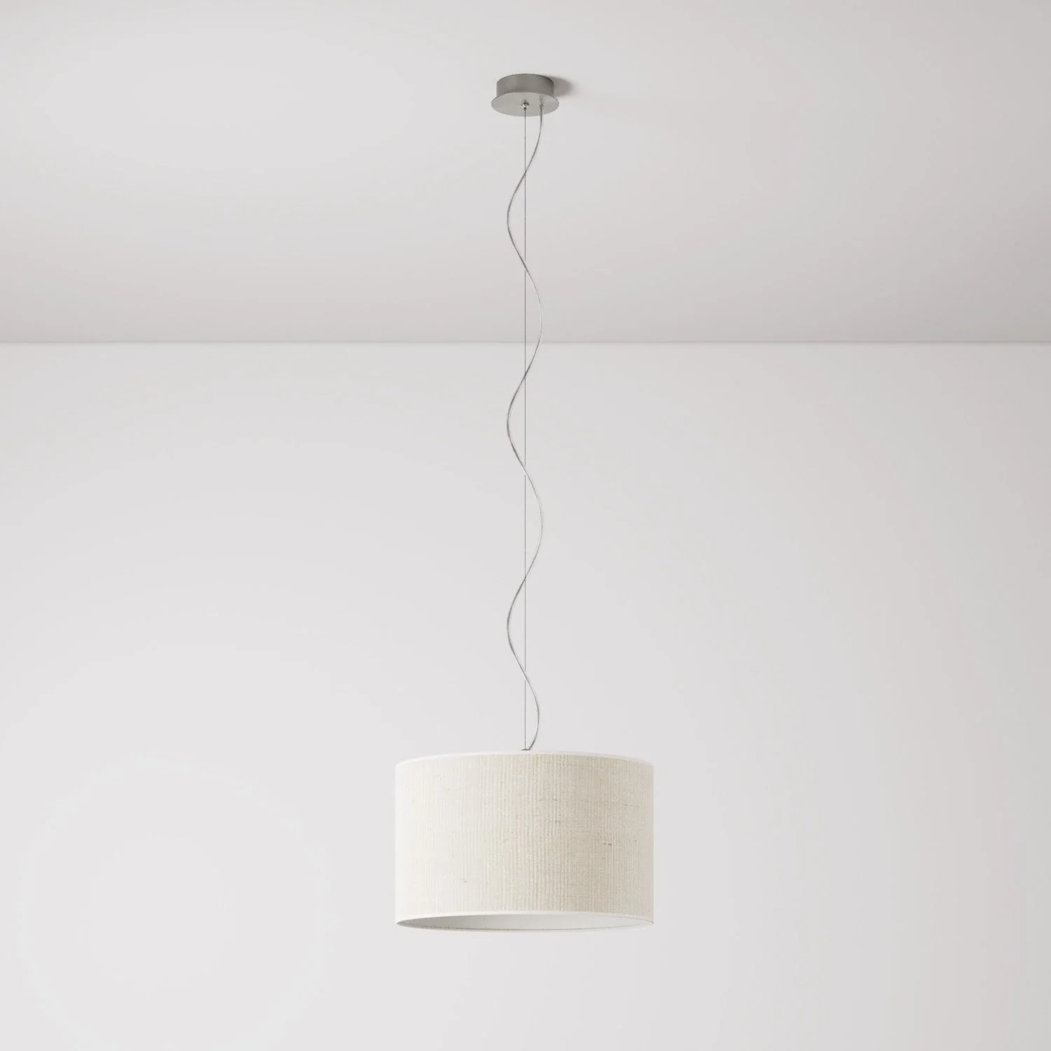 Pendelleuchte mit Stoffschirm Zylinder Small Helles Jute – Made in Italy