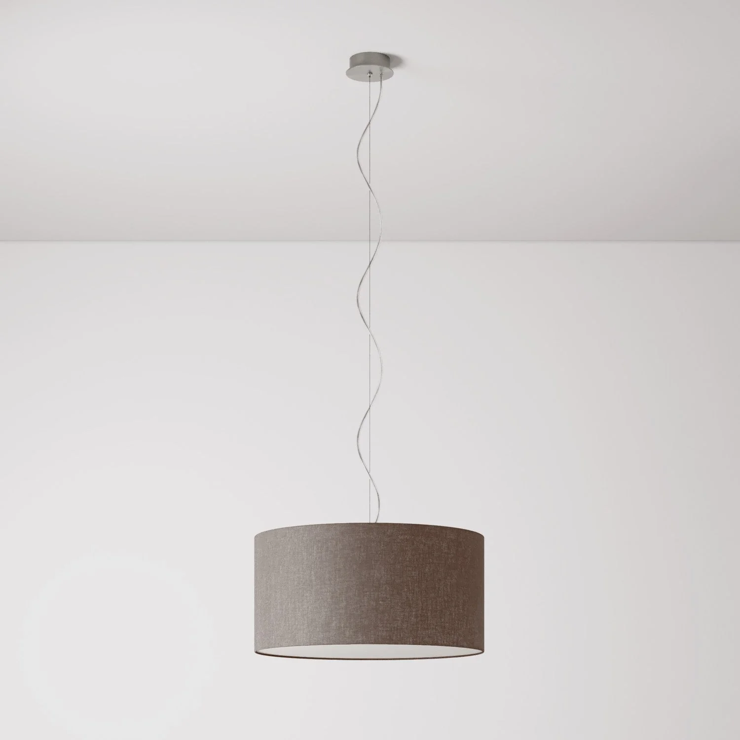 Pendelleuchte mit Mittlerem Zylinder-Stoffschirm Camelot Braun – Made in Italy - Image 7