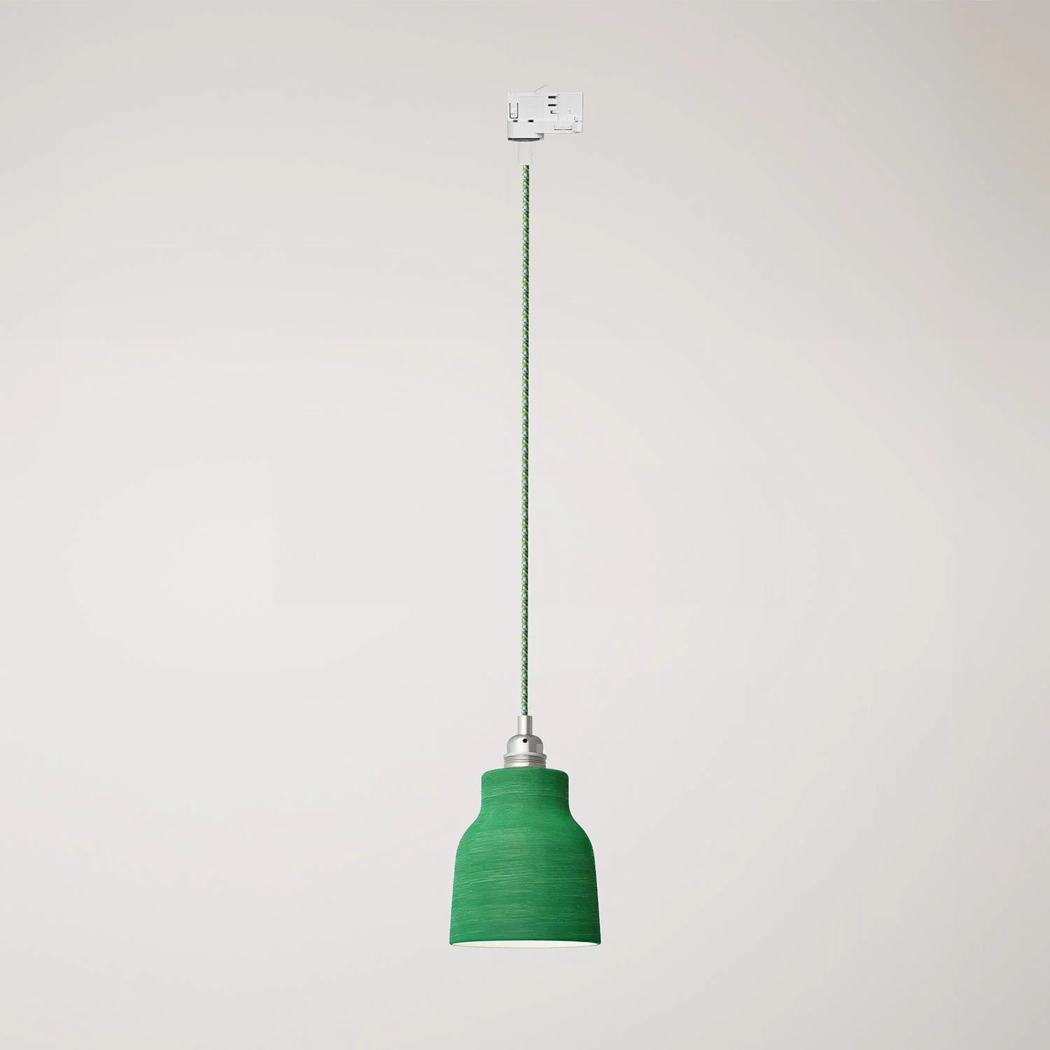 Pendelleuchte mit Vaso-Schirm und Adapter für Schienensystem – Gestreiftes Evergreen