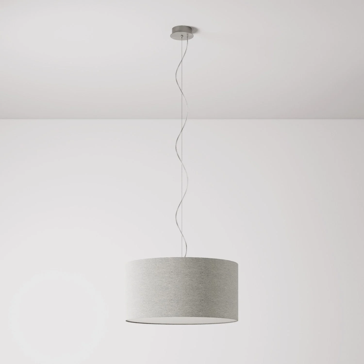 Pendelleuchte mit Zylinder Medium Stoffschirm - Made in Italy - Hellgraue Wolle - Image 7