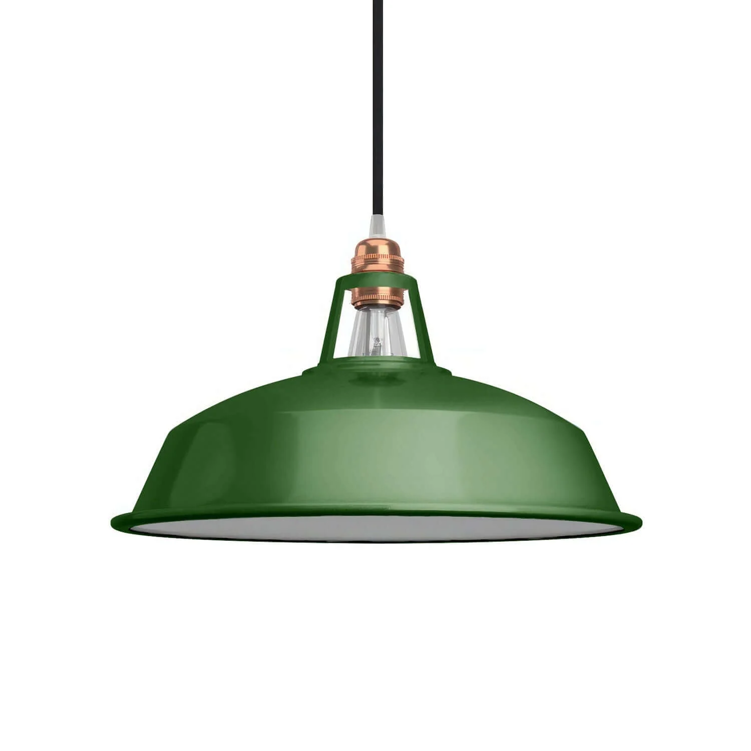 Harbour Lampenschirm aus emailliertem Metall mit E27-Fassung, Durchmesser 38 cm – Grün