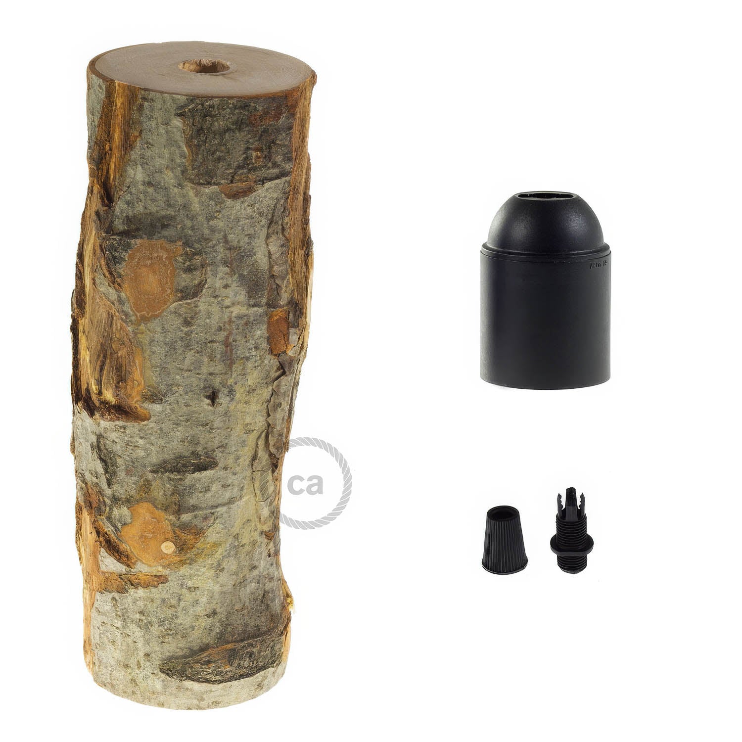 E26 Log Light Fassung Kit – Baumrinde - Image 2