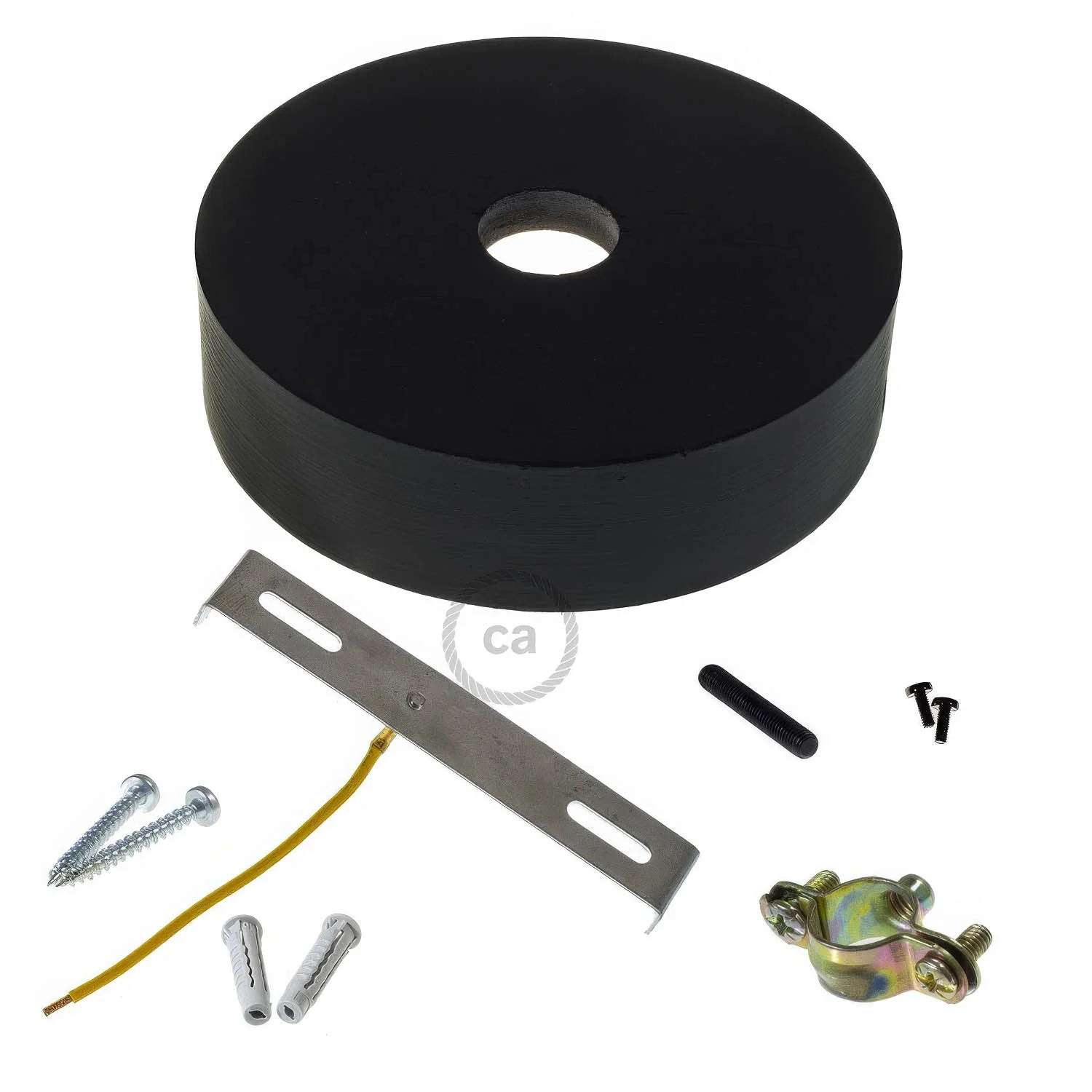 Lampenbaldachin-Kit aus Holz für 2XL-Kordel - Schwarz - Image 2