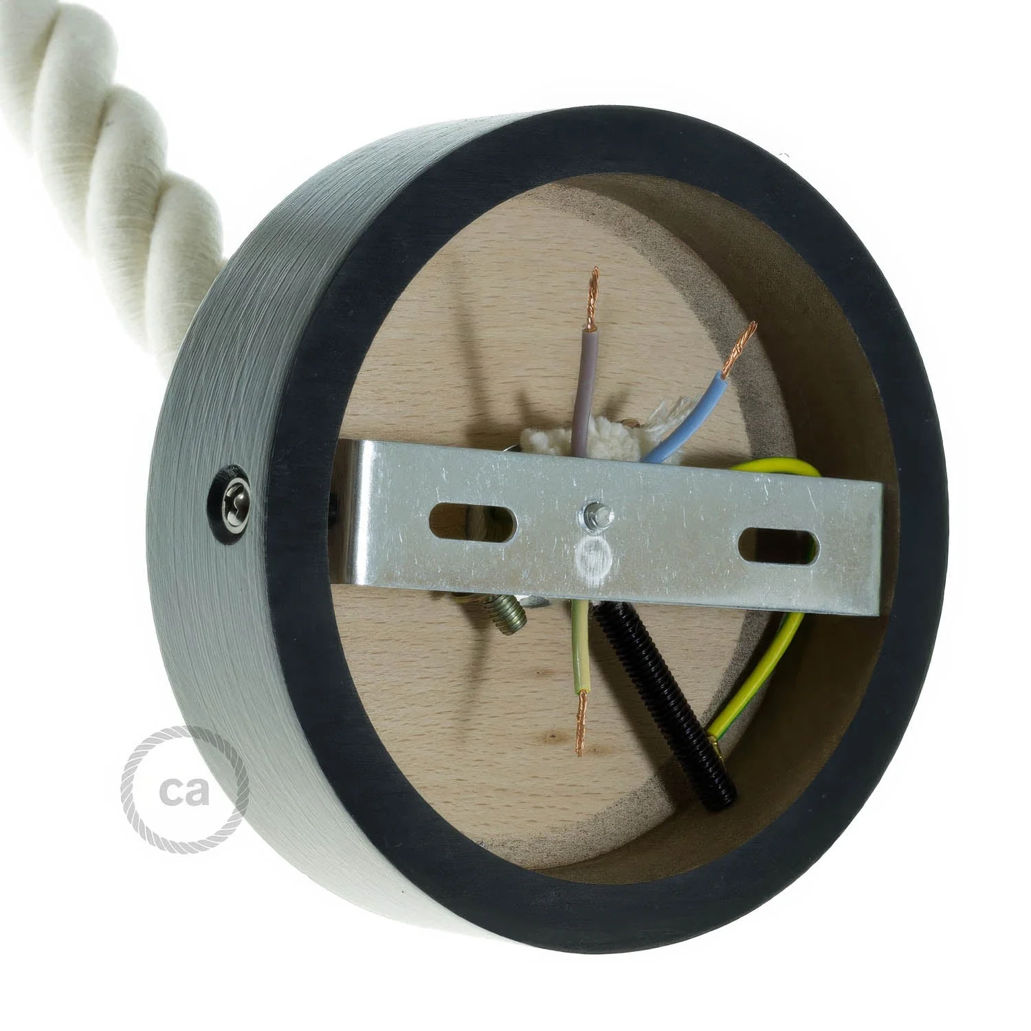 Lampenbaldachin-Kit aus Holz für 2XL-Kordel - Schwarz - Image 3