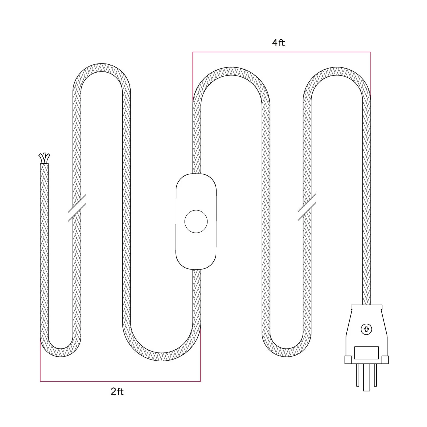 Kabelsatz für Lampe mit grauem Leinenkabel 6 ft - Image 3