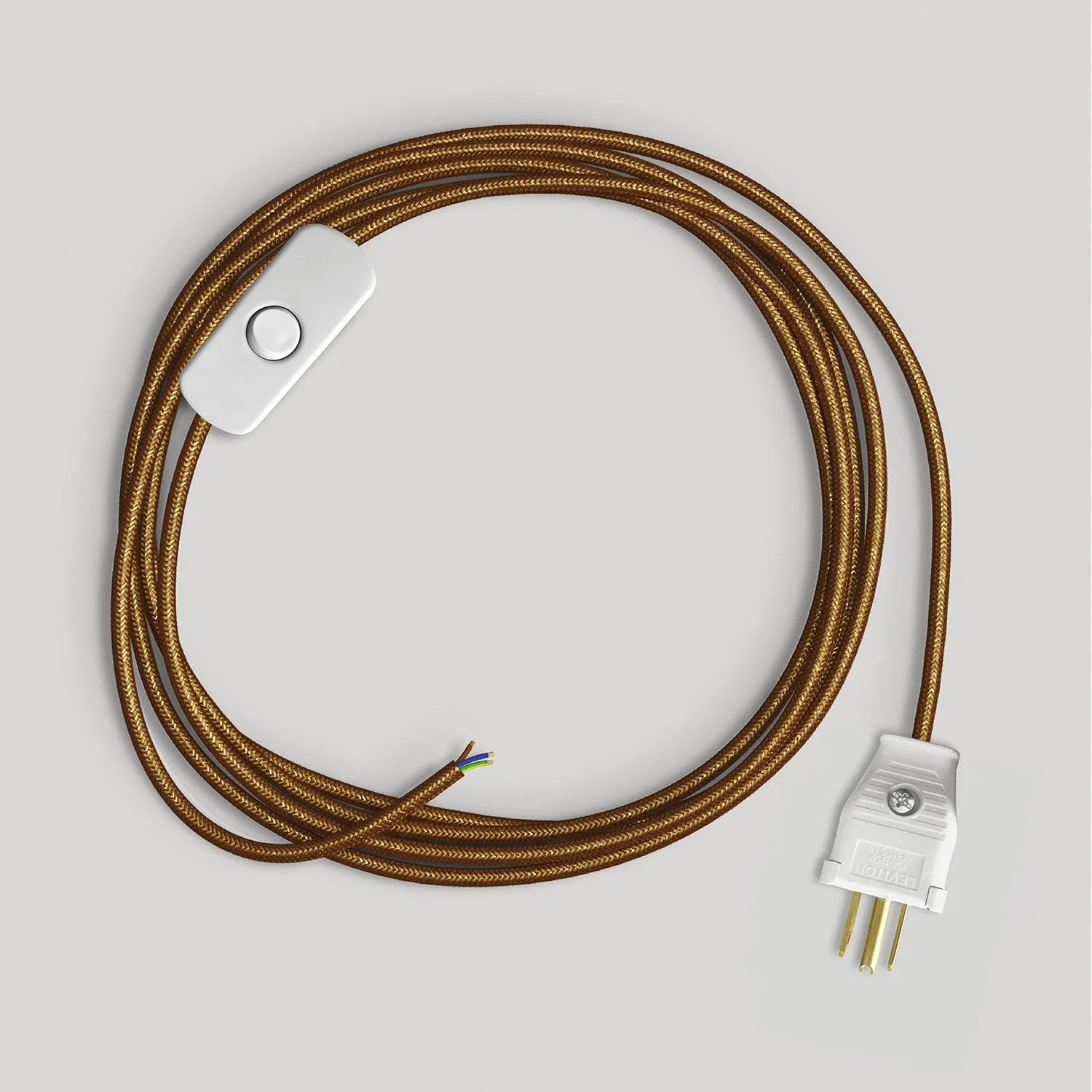 Anschlussgarnitur für Lampe mit poliertem und glitzerndem Kupferkabel 6 ft