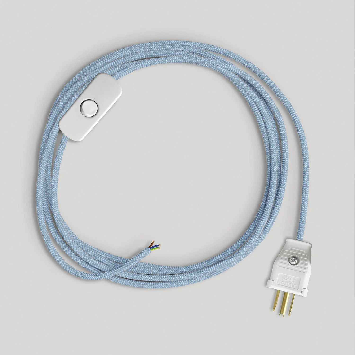 Schnurset für Lampe mit Steward Baumwollkabel in Blau, 1,80 m