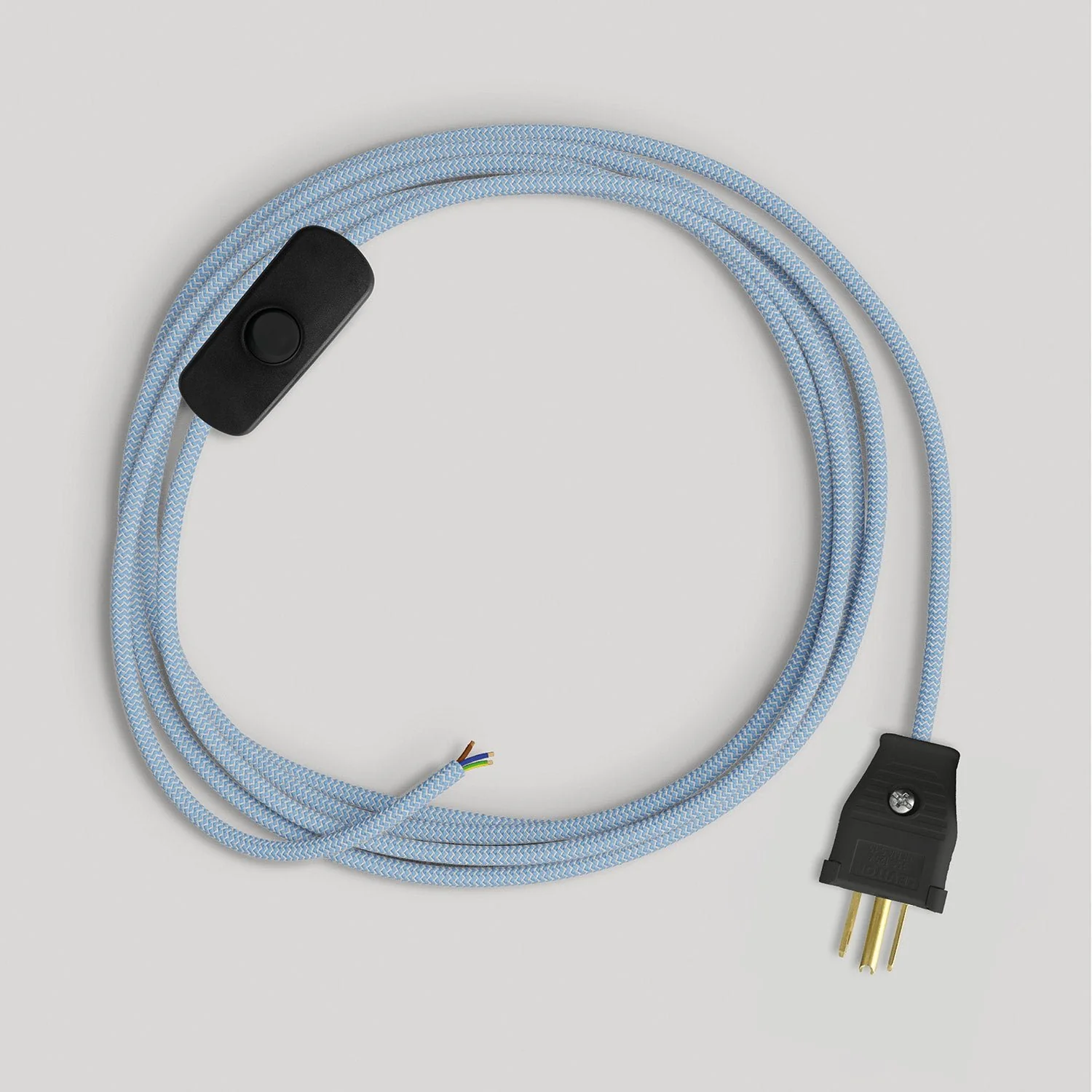 Schnurset für Lampe mit Steward Baumwollkabel in Blau, 1,80 m - Image 4