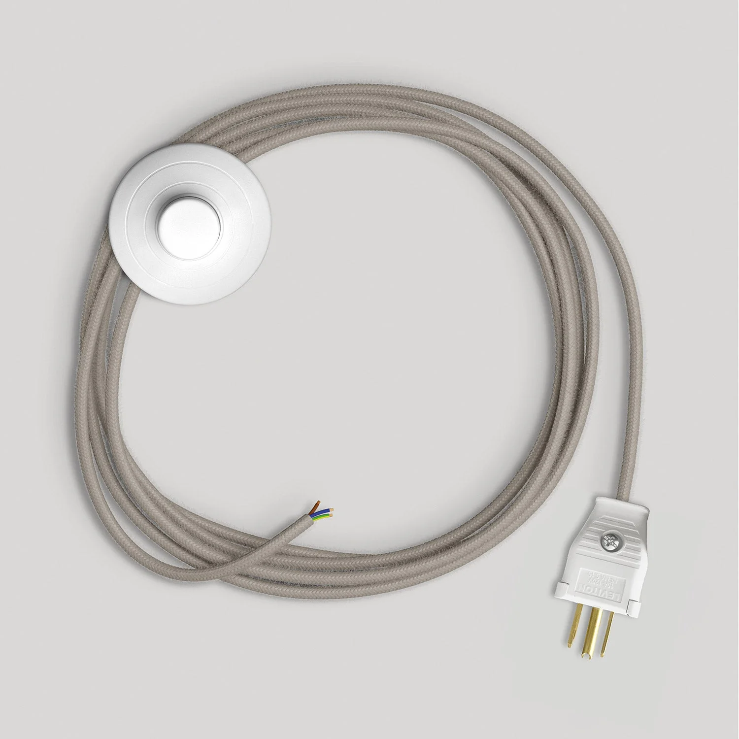 Anschlusskabel für Lampe mit taubengrauem Baumwollkabel 3 Meter