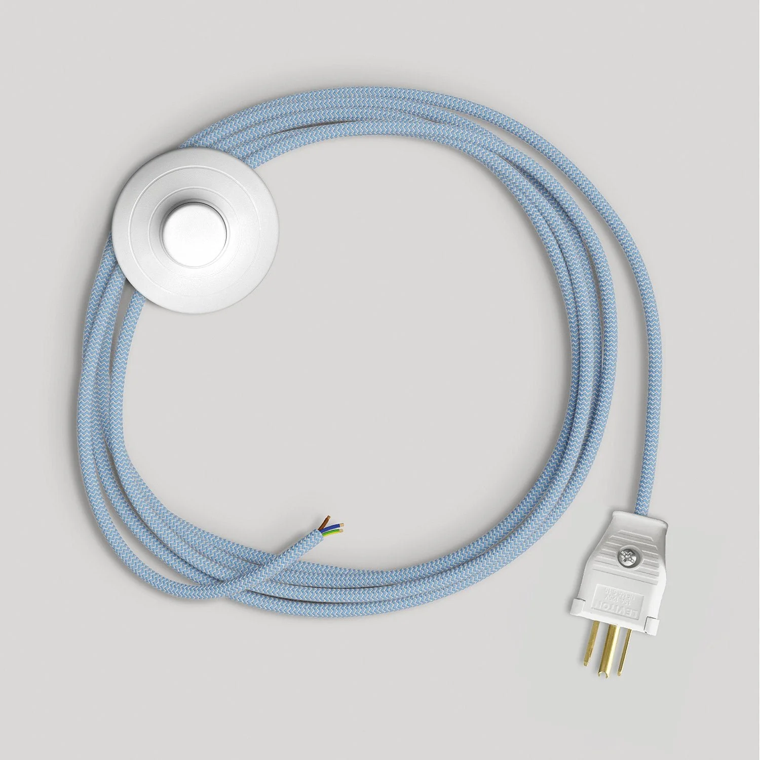 Kabelset für Lampe mit blauem Steward-Baumwollkabel, 3 m