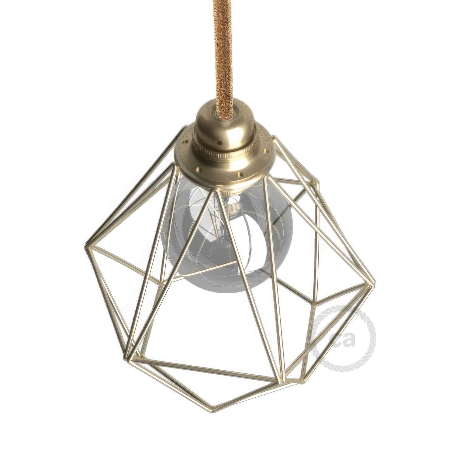 Schirmkäfig Diamond aus Metall mit E27-Fassung – Messing - Image 3
